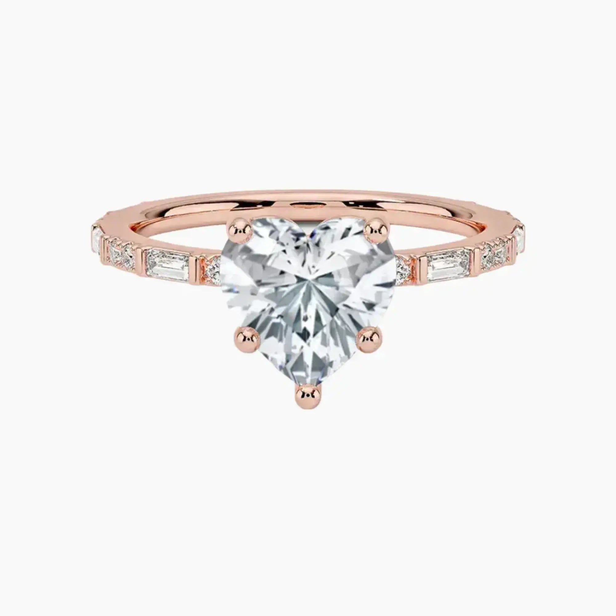 Evelina Heart Designer 1 Carat Lab Grown Diamond Engagement Ring in 14K White Gold