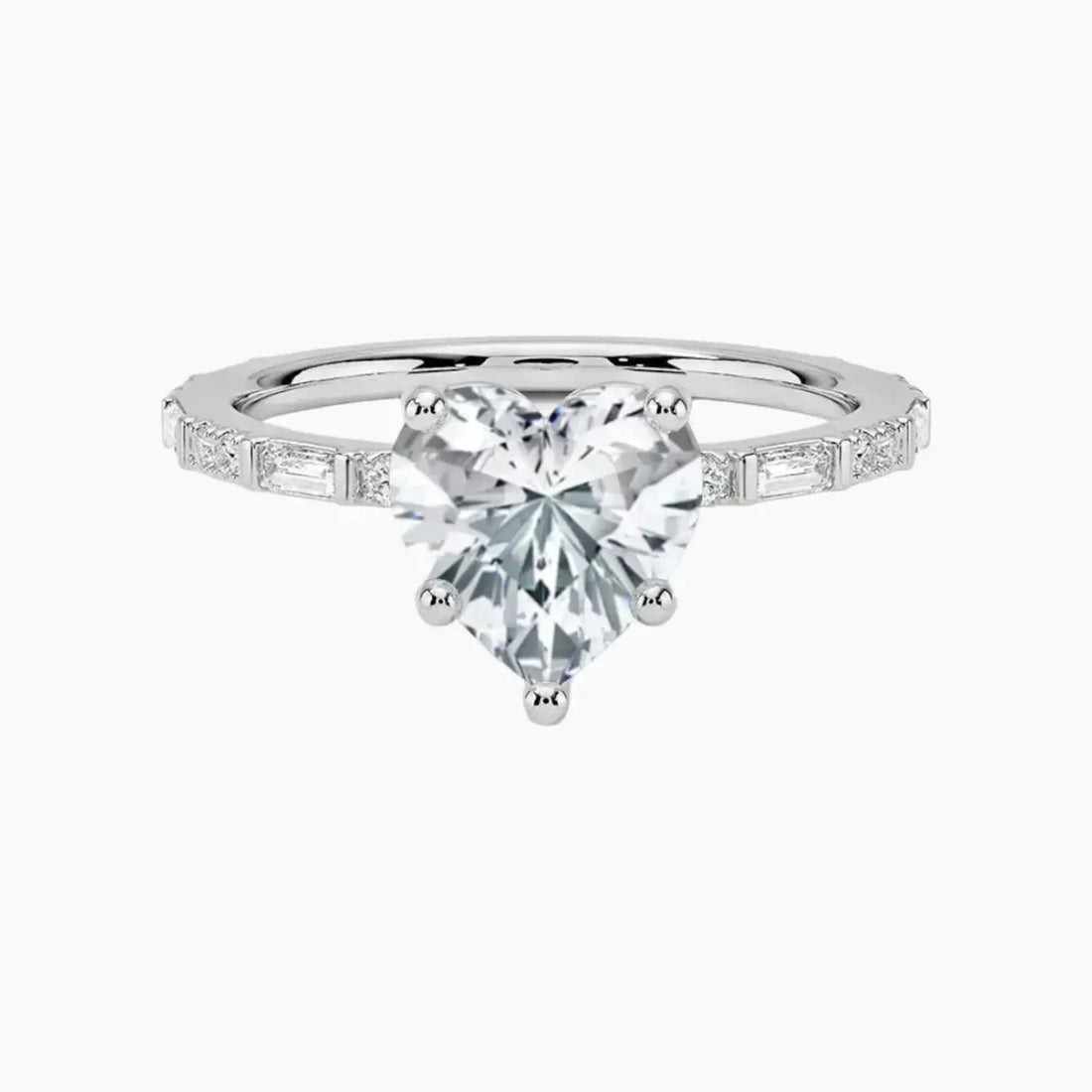 Evelina Heart Designer 2.5 Carat Lab Grown Diamond Engagement Ring in 18K White Gold