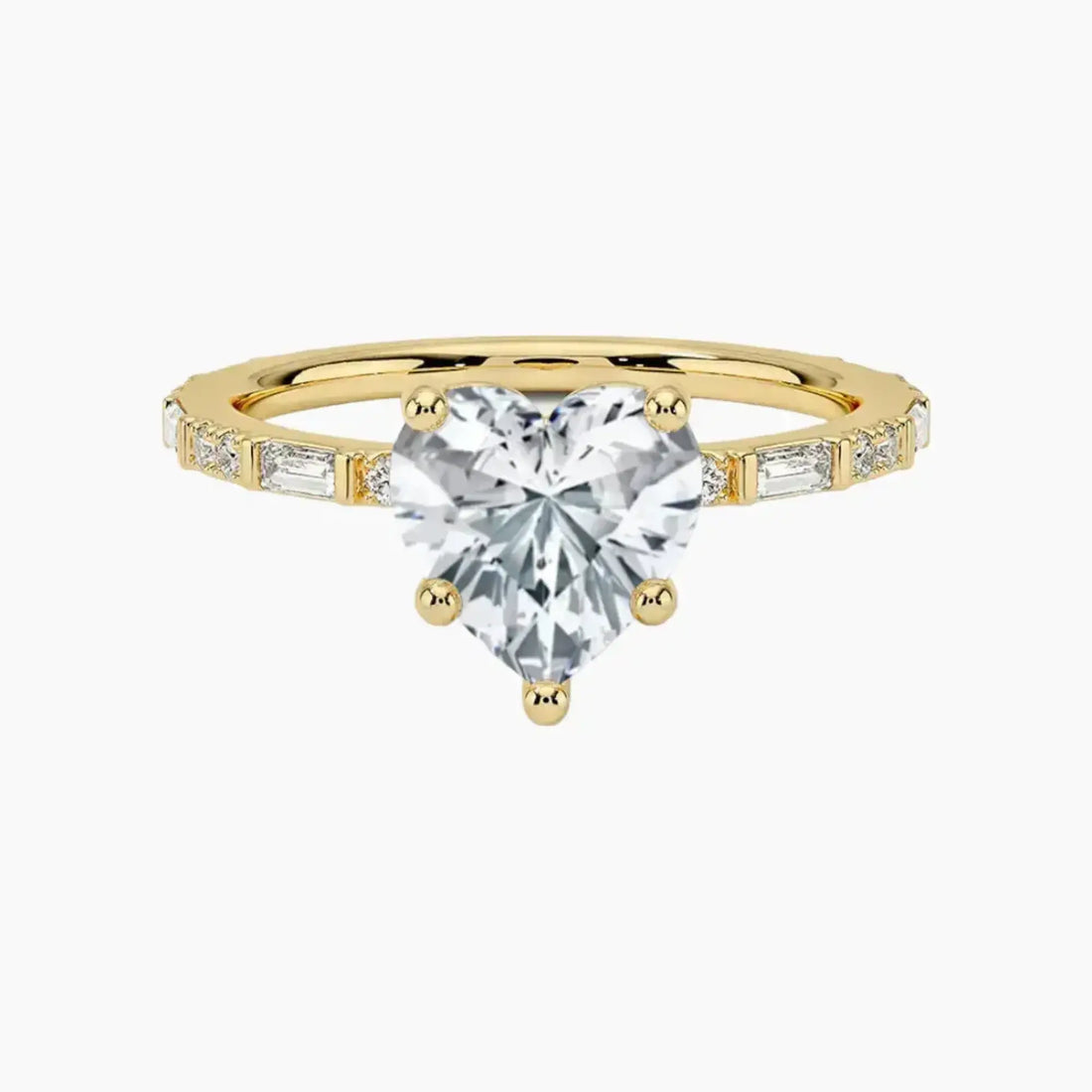Evelina Heart Designer 3 Carat Lab Grown Diamond Engagement Ring in 14K Yellow Gold
