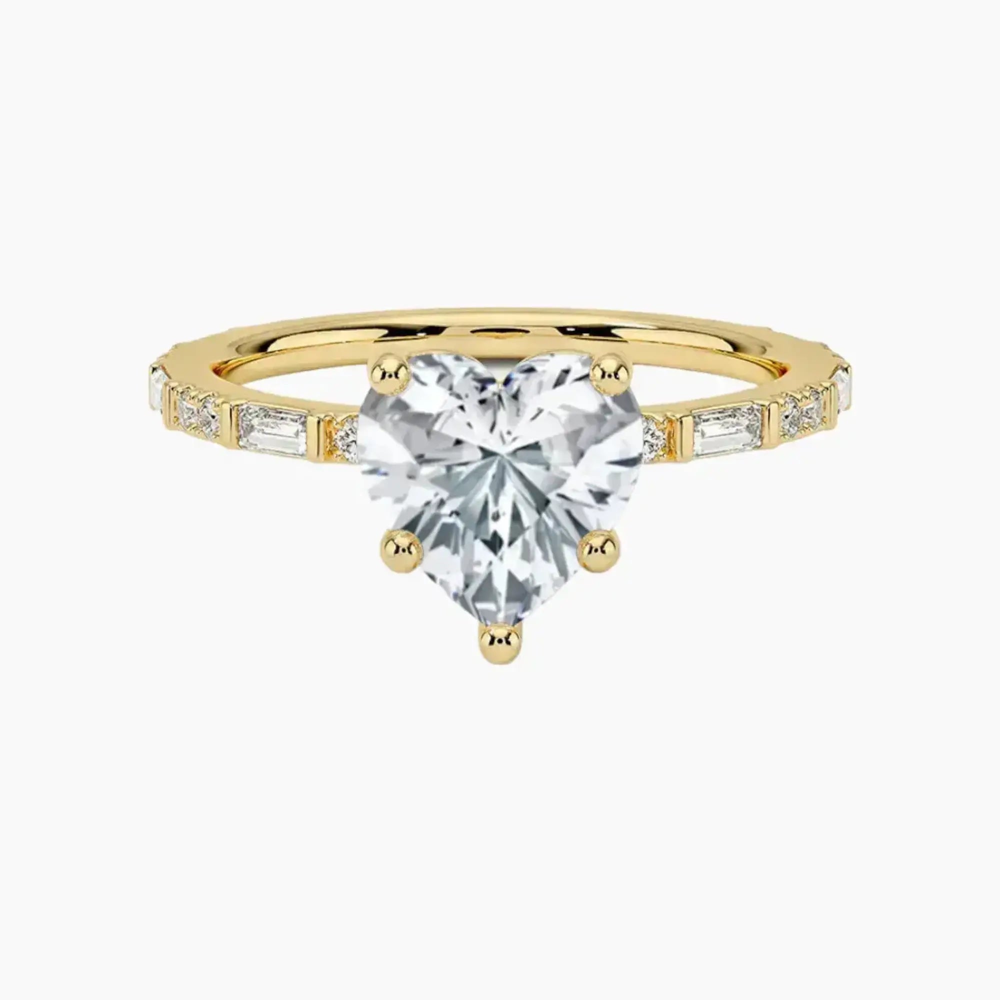 Evelina Heart Designer 1.5 Carat Lab Grown Diamond Engagement Ring in 14K Yellow Gold