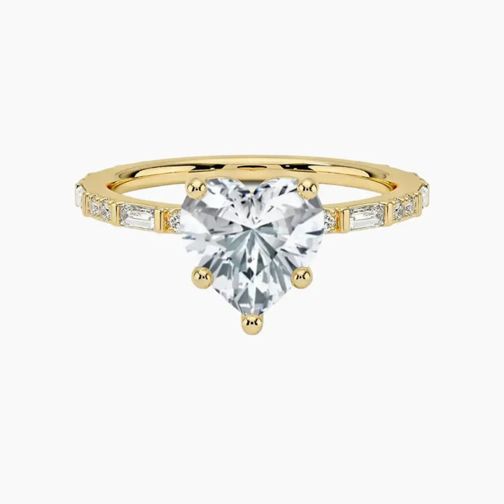 Evelina Heart Designer 3 Carat Lab Grown Diamond Engagement Ring in 18K Yellow Gold