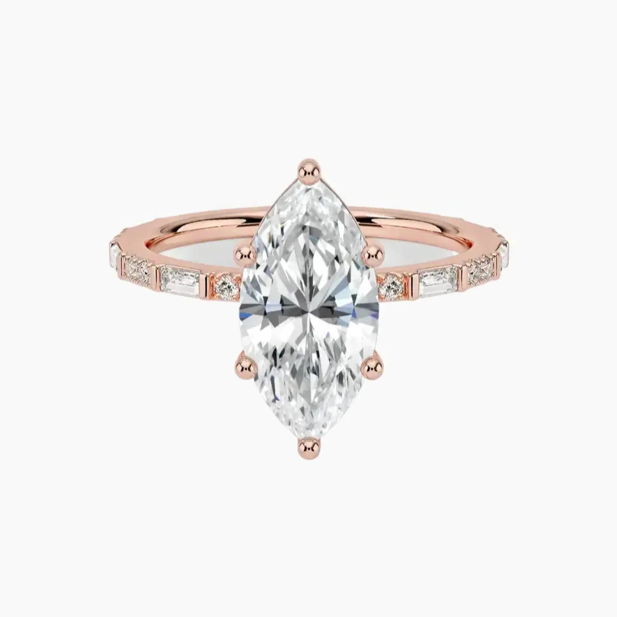 Evelina Marquise Designer Diamond Ring Setting in 18K Yellow Gold