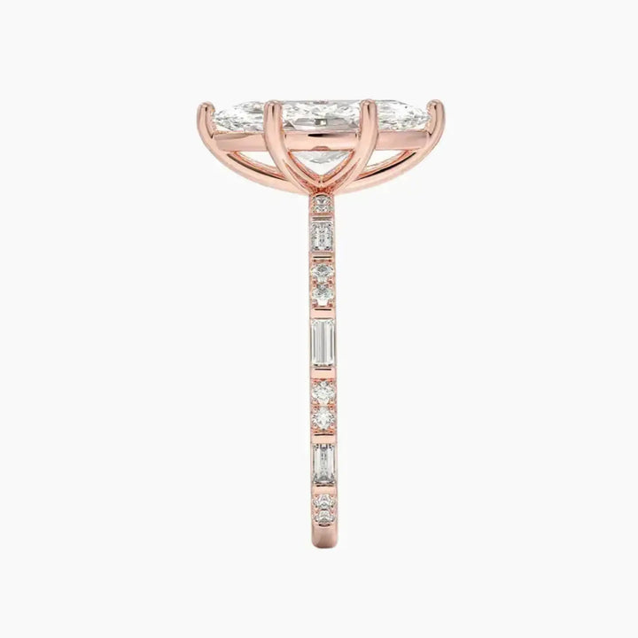 Evelina Marquise Designer 3 Carat Lab Grown Diamond Engagement Ring in 14K Yellow Gold