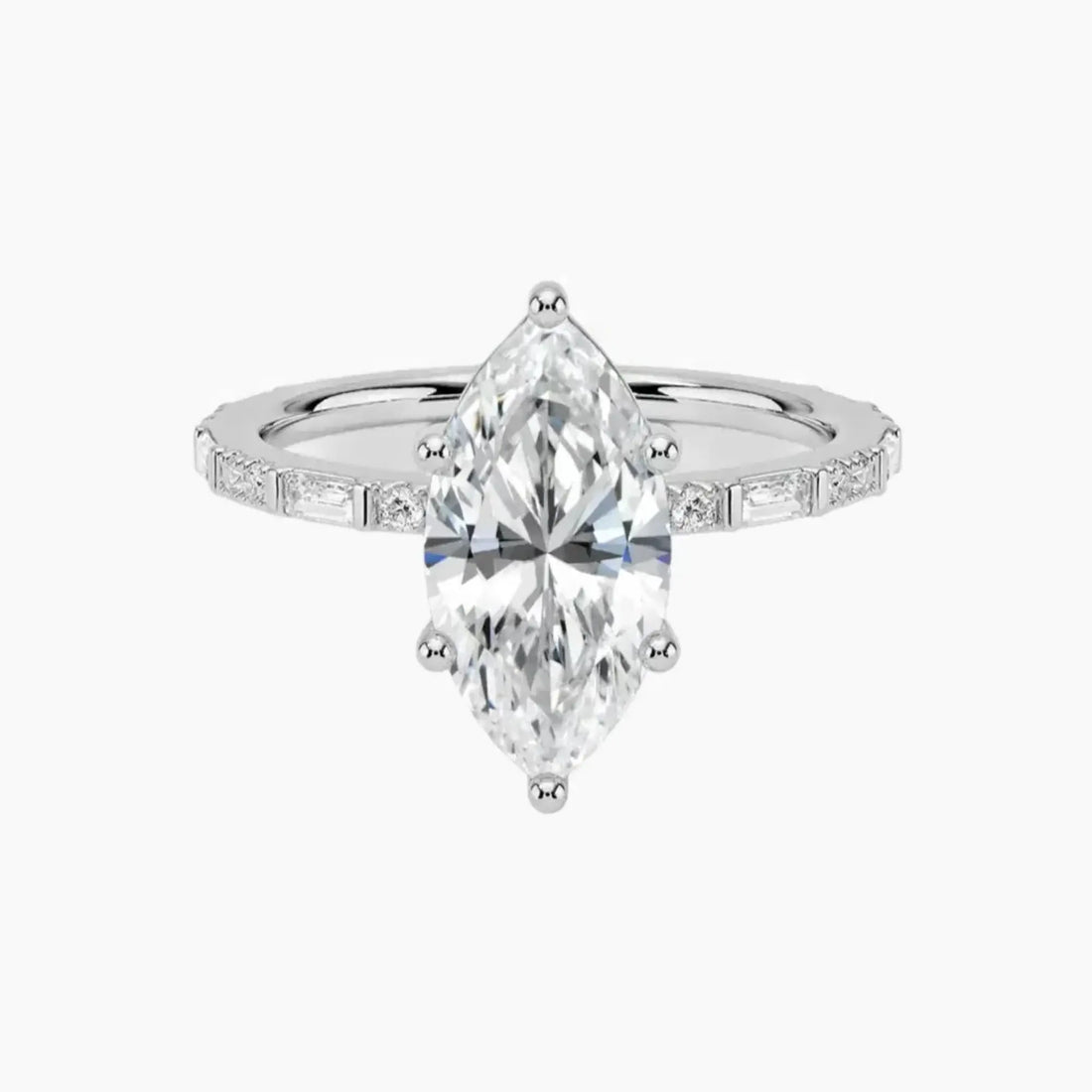 Evelina Marquise Designer 1 Carat Lab Grown Diamond Engagement Ring in 14K White Gold