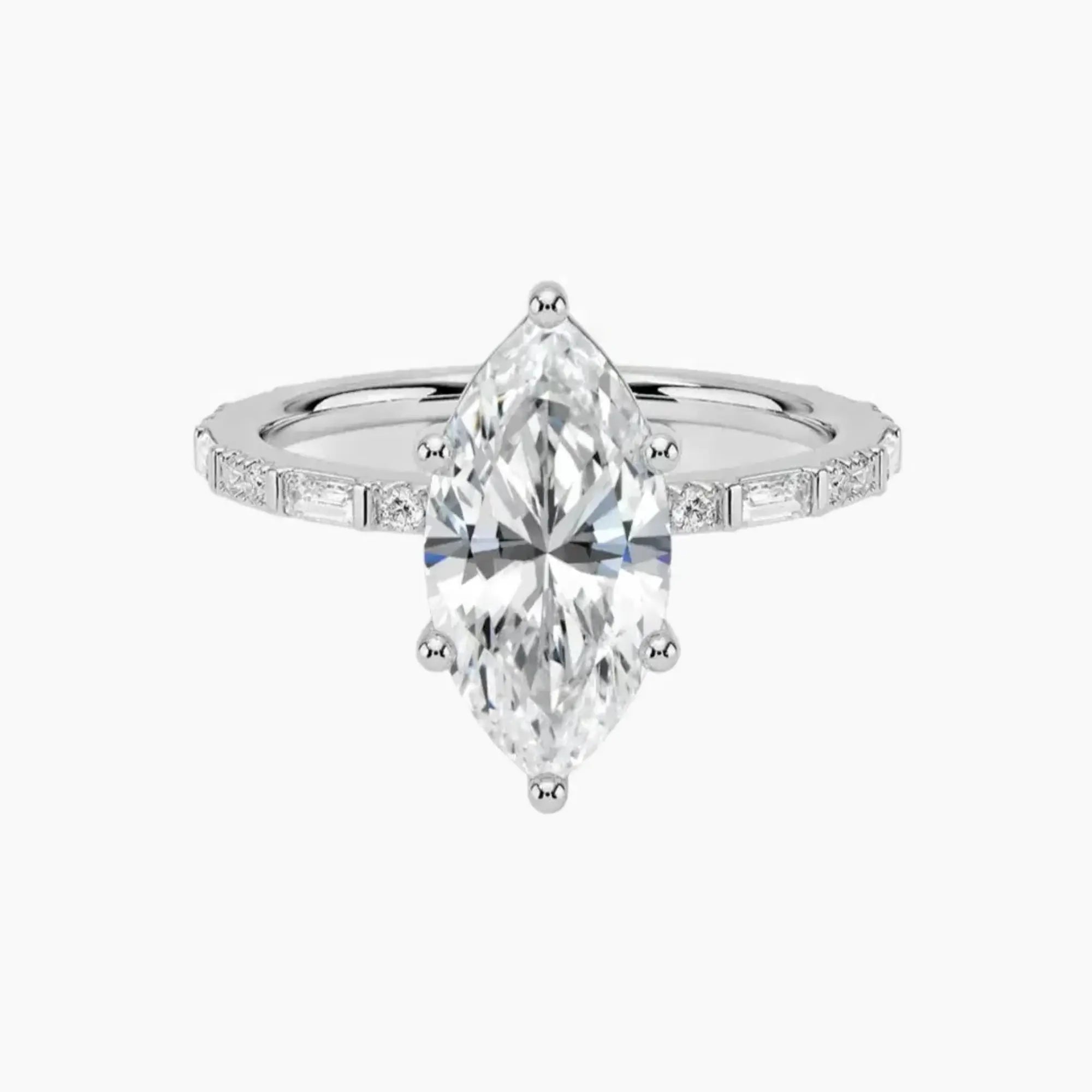 Evelina Marquise Designer 2.5 Carat Lab Grown Diamond Engagement Ring in 18K Rose Gold