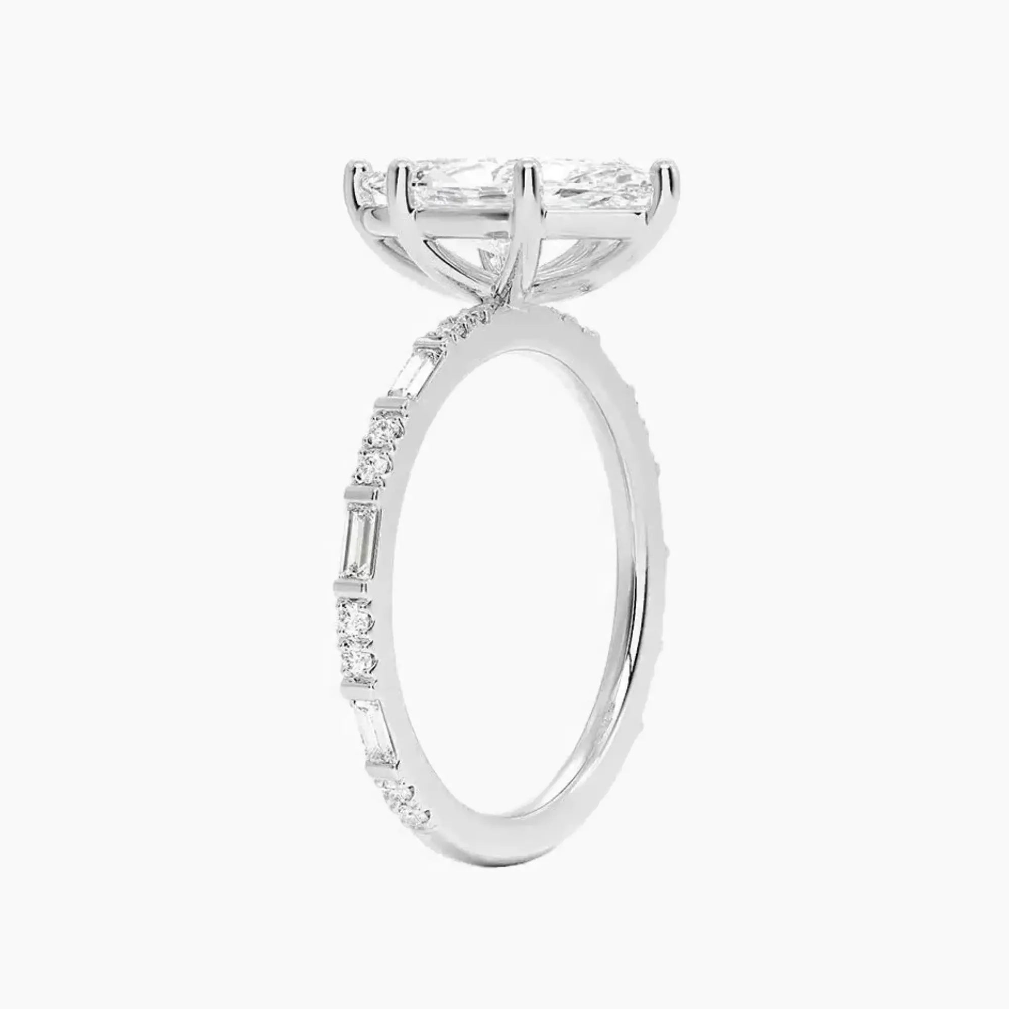 Evelina Marquise Designer 1 Carat Lab Grown Diamond Engagement Ring in 14K White Gold