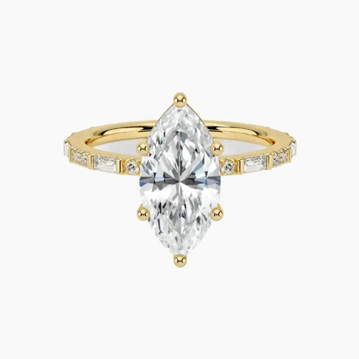 Evelina Marquise Designer 2 Carat Lab Grown Diamond Engagement Ring in 18K Yellow Gold