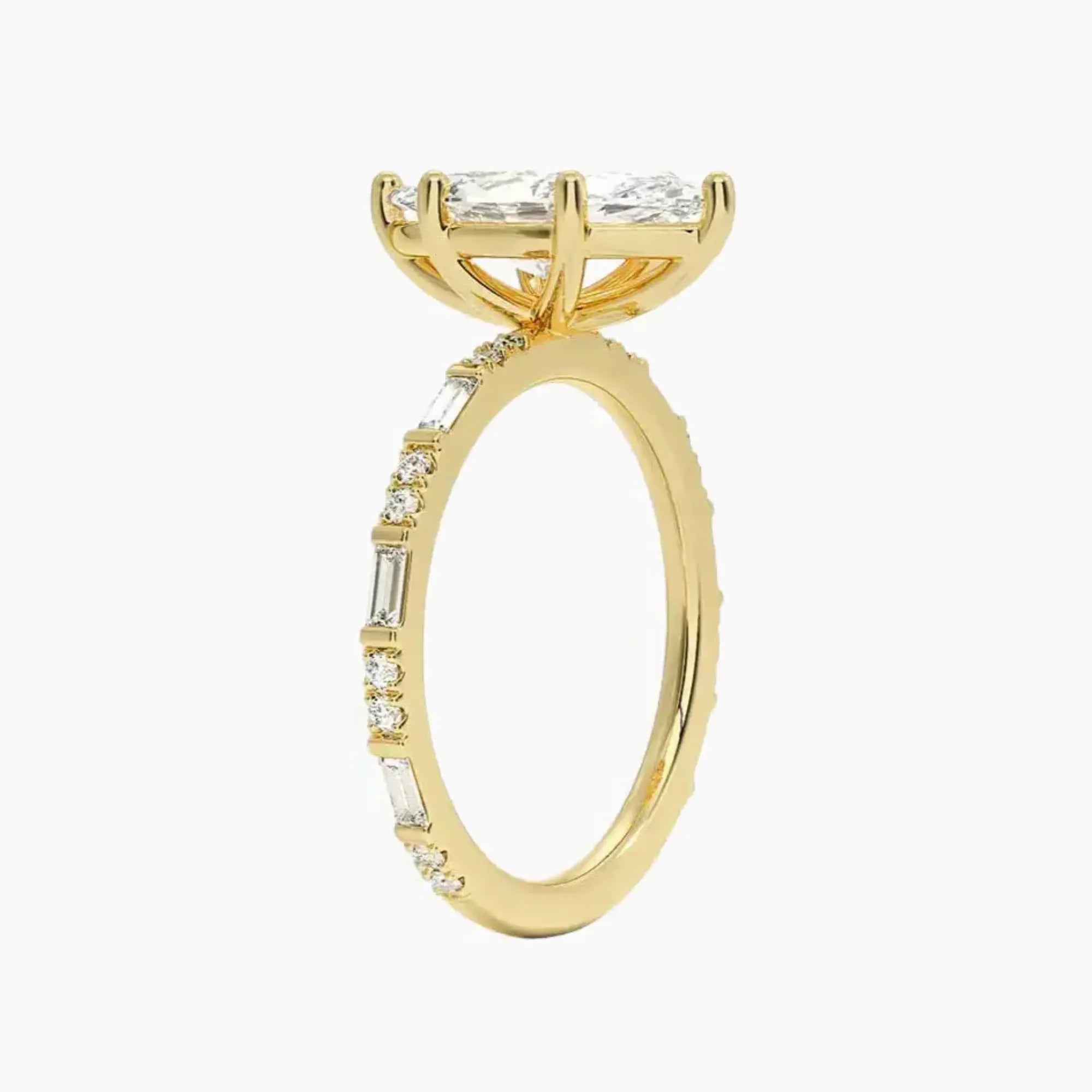 Evelina Marquise Designer 3 Carat Lab Grown Diamond Engagement Ring in 14K Rose Gold