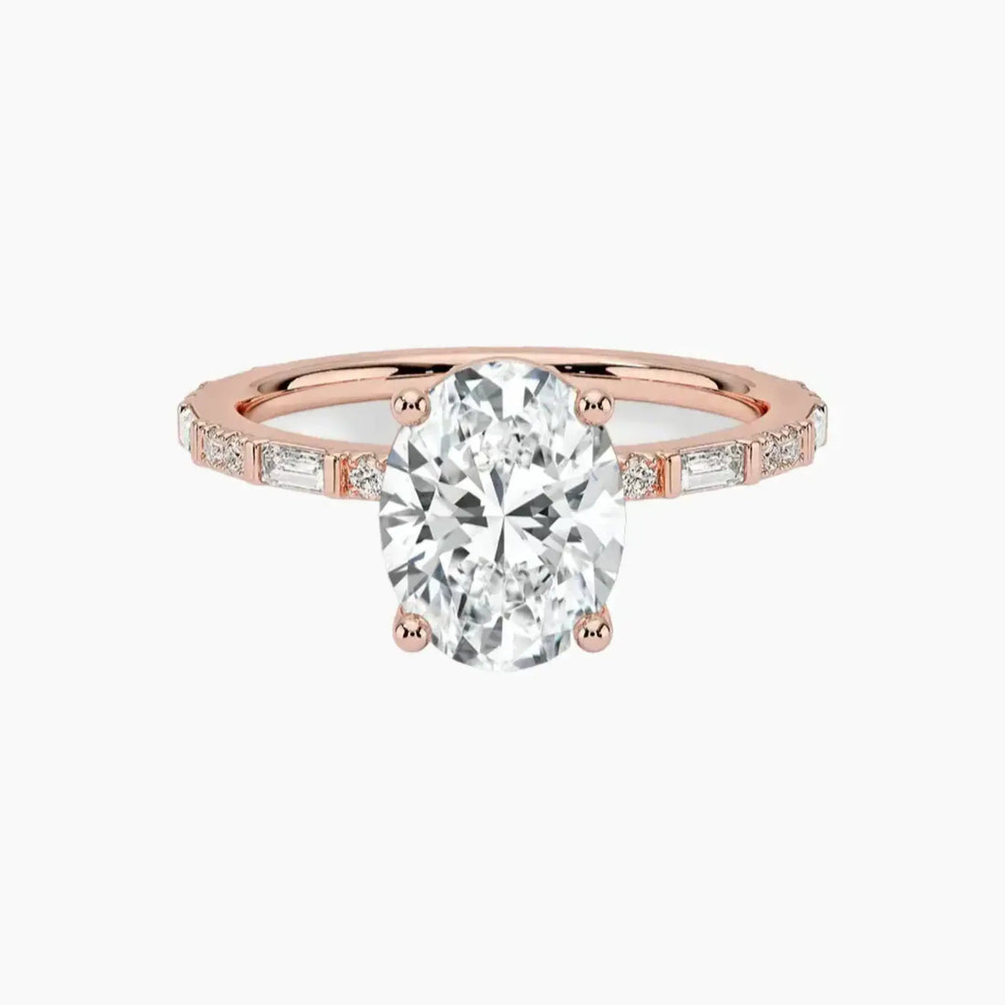 Evelina Oval Designer 2 Carat Lab Grown Diamond Engagement Ring in 18K White Gold