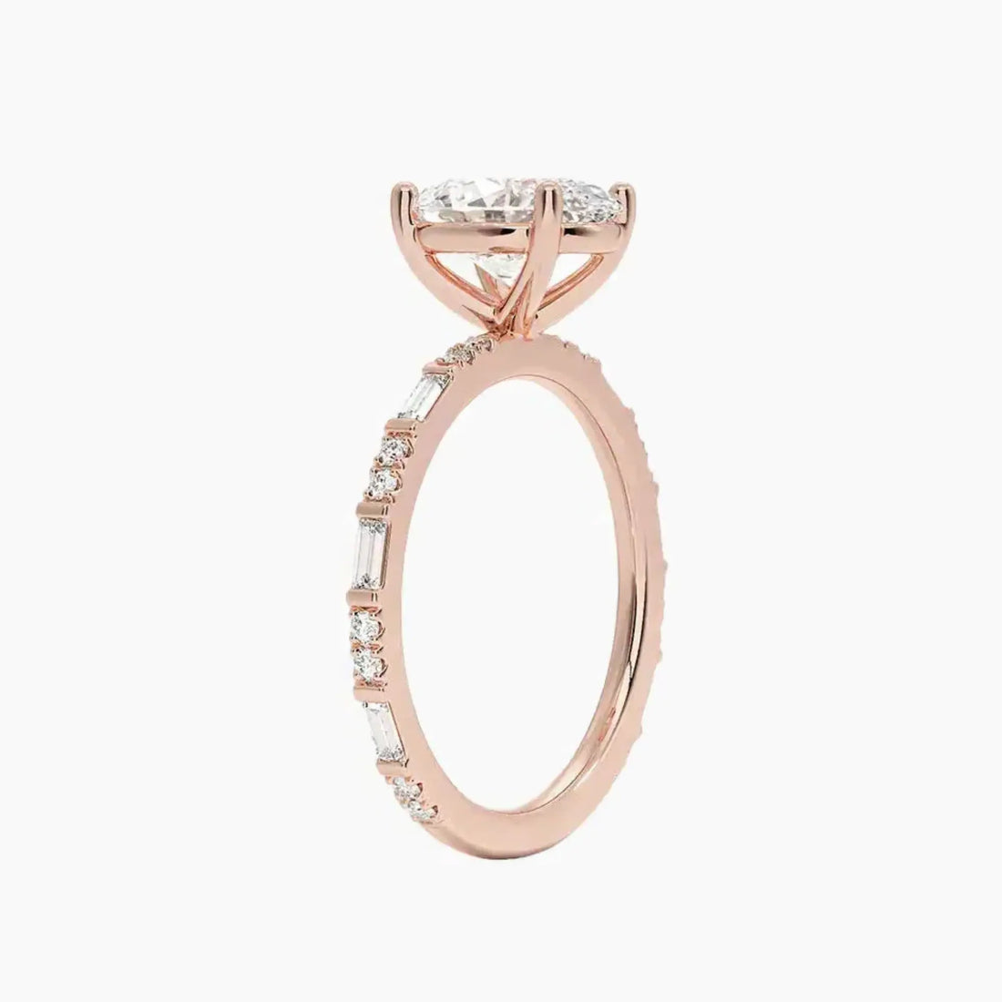 Evelina Oval Designer 1 Carat Lab Grown Diamond Engagement Ring in 18K Rose Gold