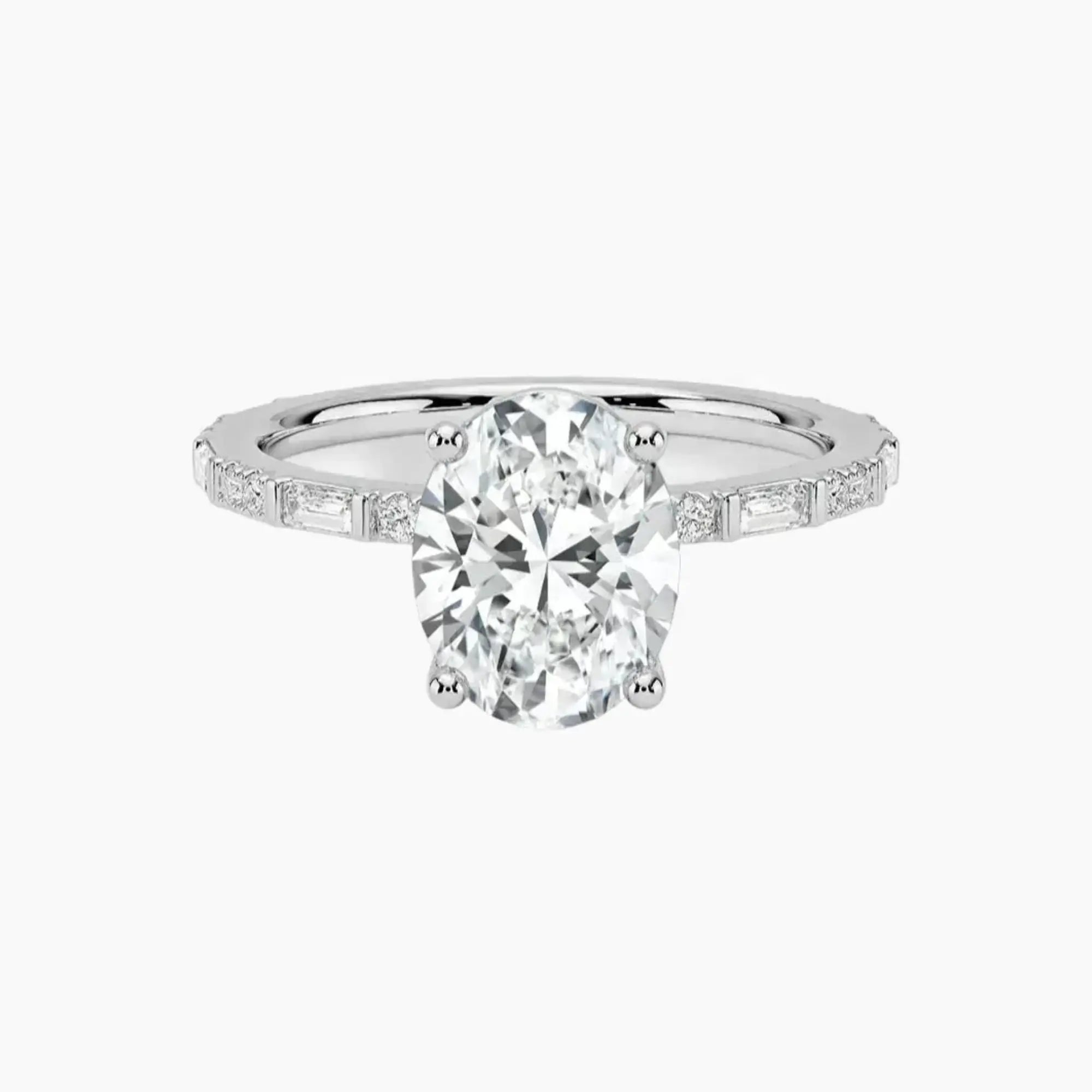 Evelina Oval Designer Diamond Ring Setting in 18K White Gold