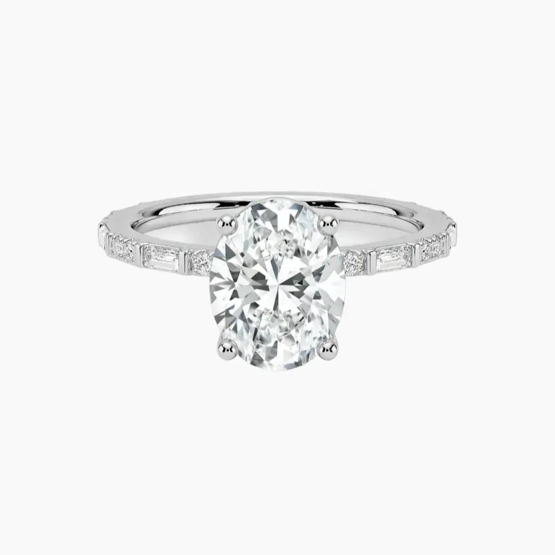 Evelina Oval Designer Diamond Ring Setting in 18K White Gold