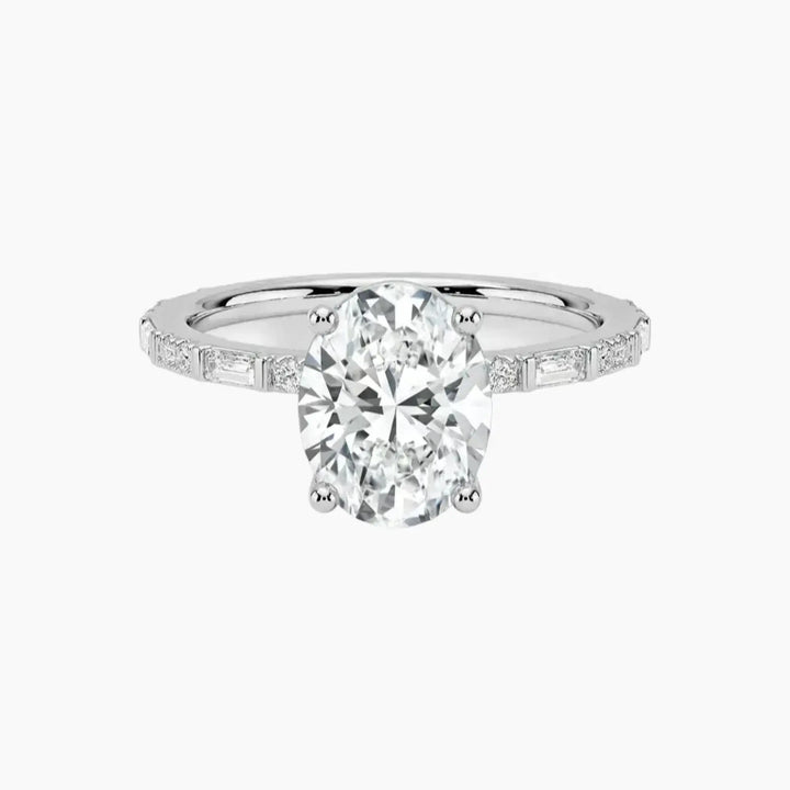 Evelina Oval Designer 2 Carat Lab Grown Diamond Engagement Ring in 14K White Gold