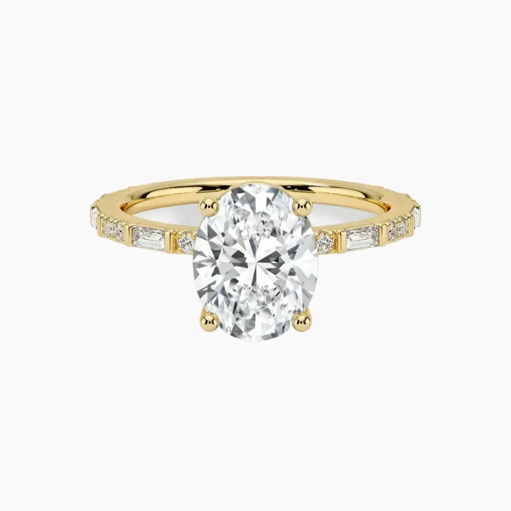 Evelina Oval Designer Diamond Ring Setting in 18K Yellow Gold
