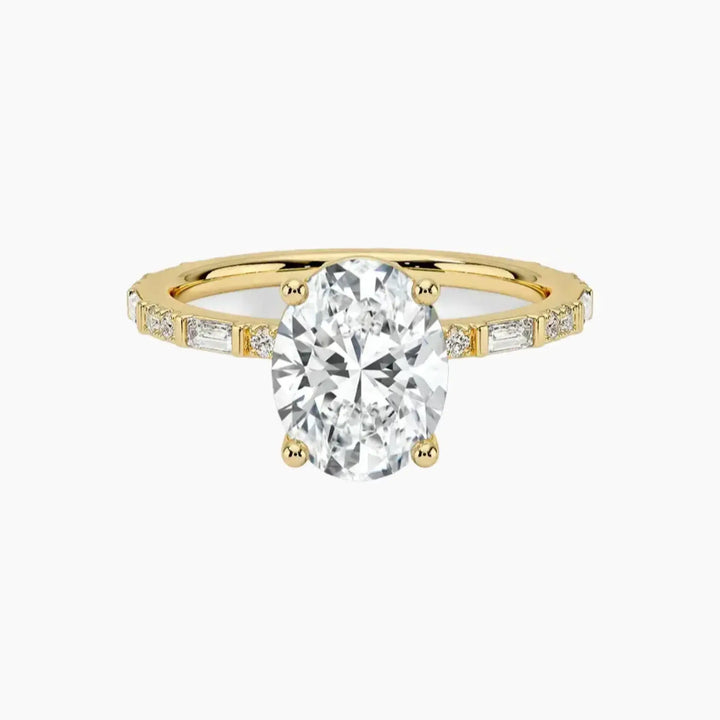 Evelina Oval Designer 1.5 Carat Lab Grown Diamond Engagement Ring in 14K Yellow Gold