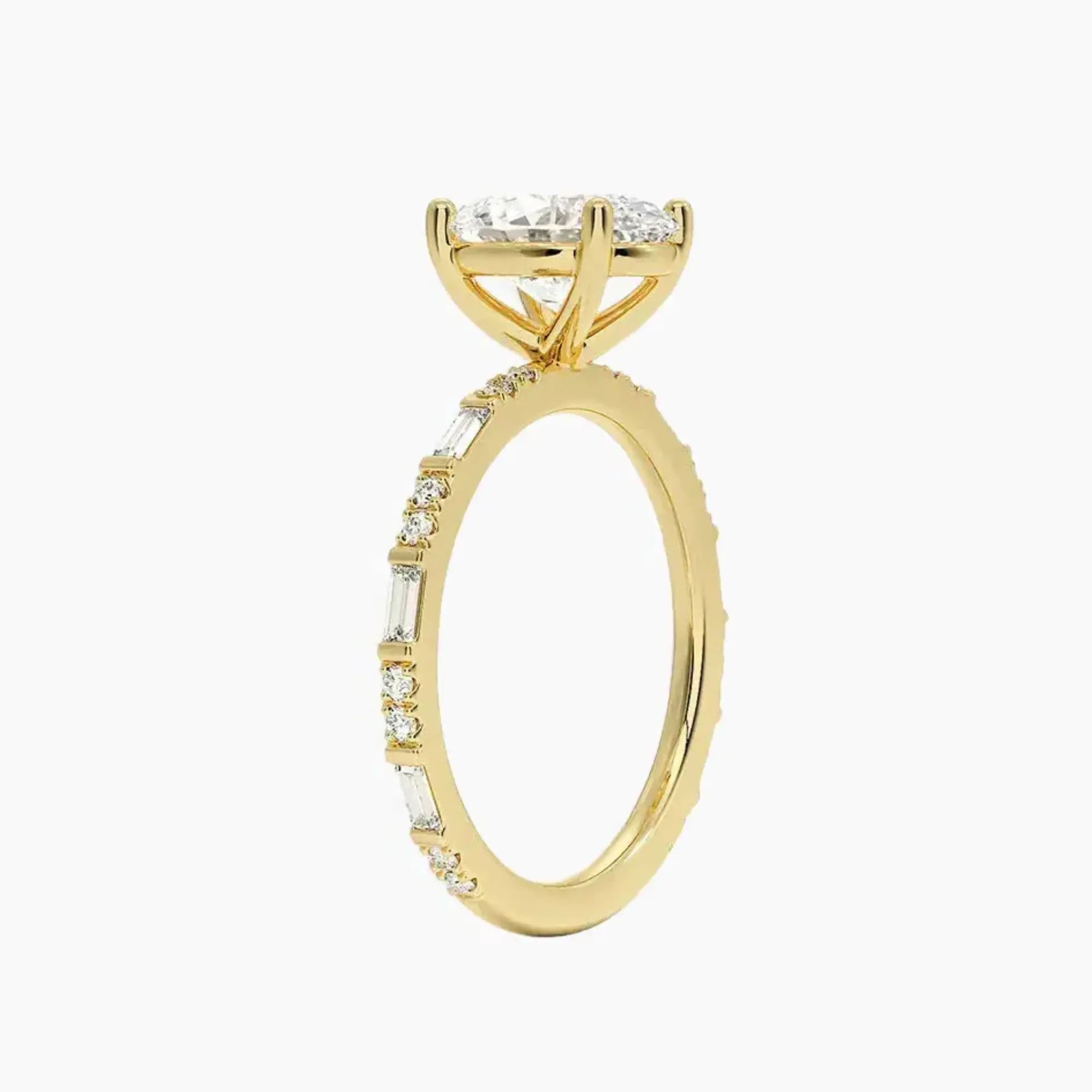 Evelina Oval Designer 3 Carat Lab Grown Diamond Engagement Ring in 18K White Gold