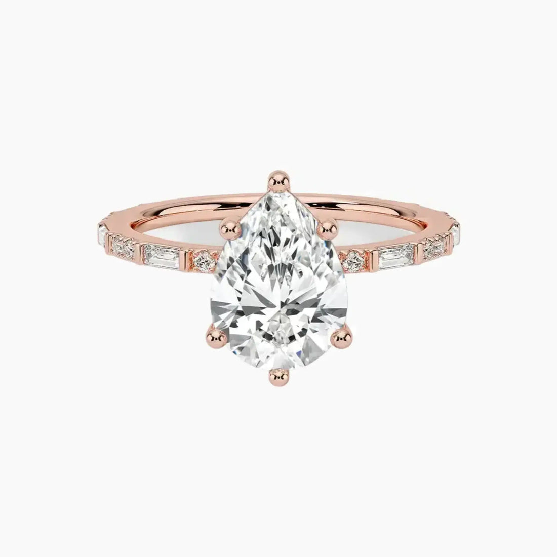 Evelina Pear Designer 1 Carat Lab Grown Diamond Engagement Ring in 14K Yellow Gold
