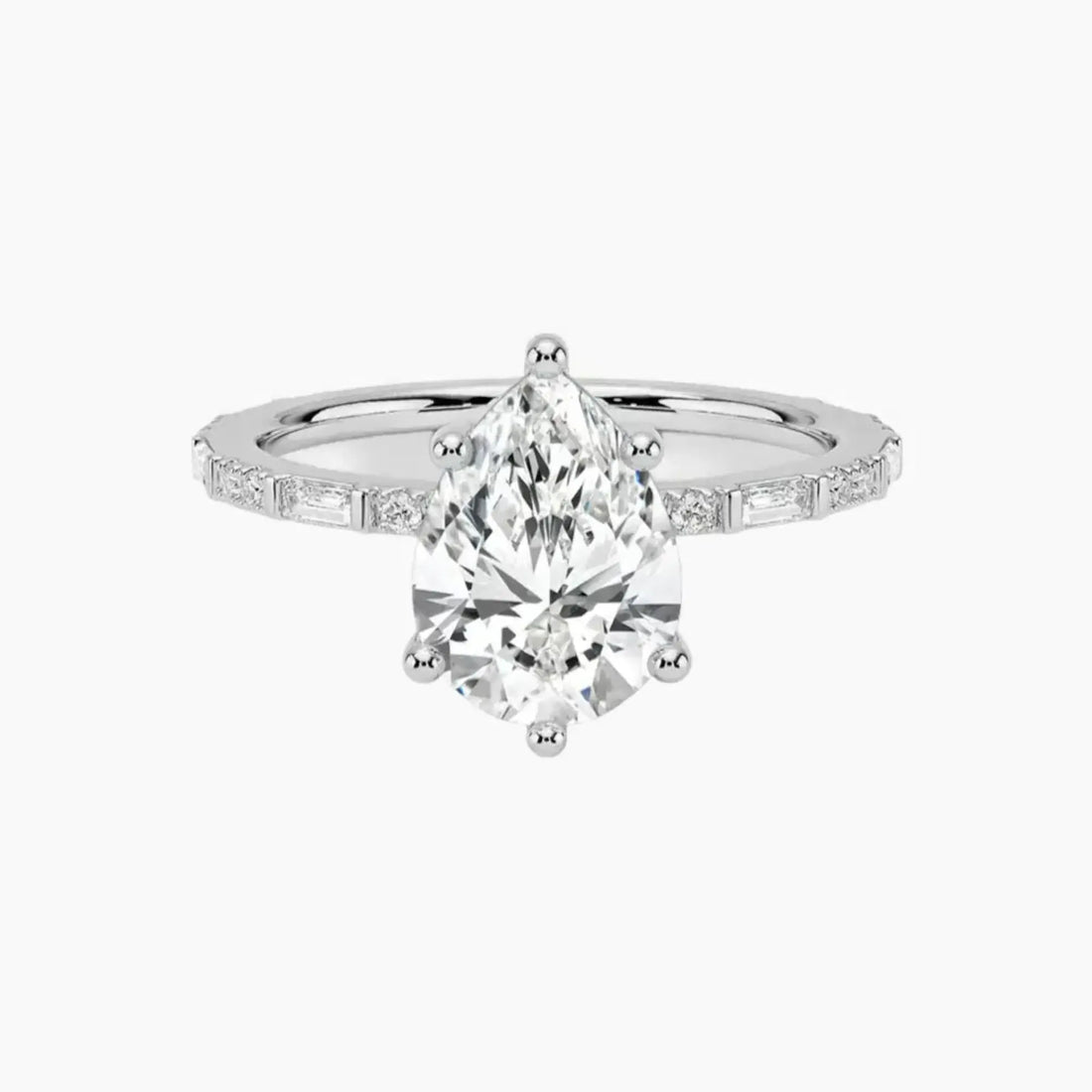Evelina Pear Designer 3 Carat Lab Grown Diamond Engagement Ring in 18K Rose Gold