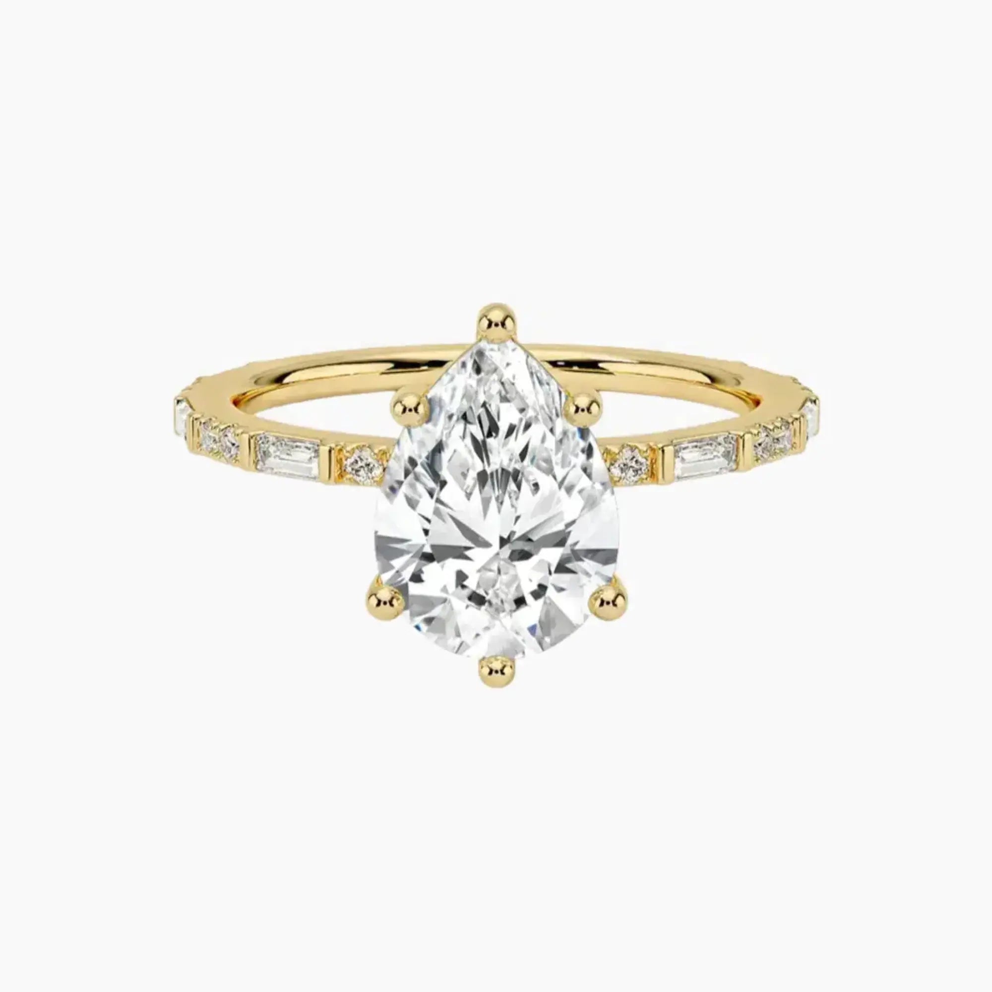 Evelina Pear Designer 2 Carat Lab Grown Diamond Engagement Ring in 18K White Gold
