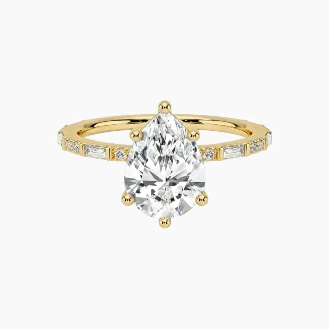 Evelina Pear Designer 1 Carat Lab Grown Diamond Engagement Ring in 18K White Gold