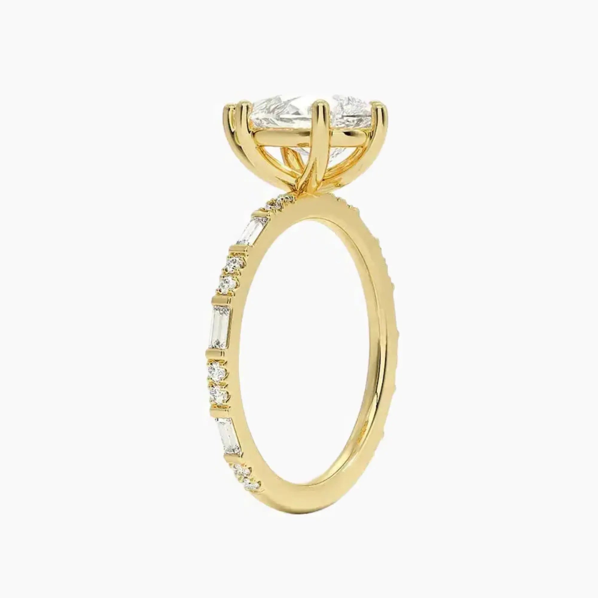 Evelina Pear Designer Diamond Ring Setting in 18K White Gold