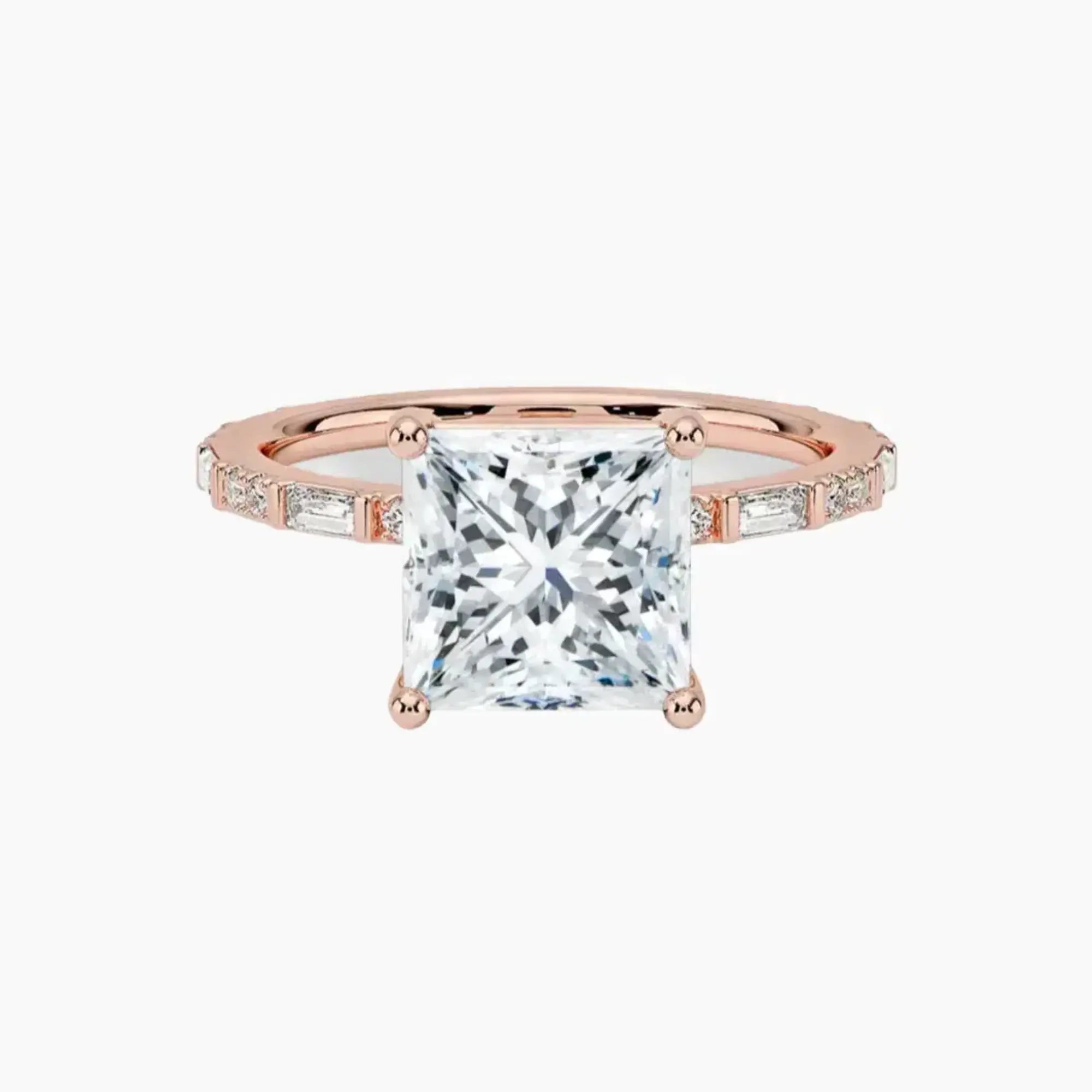 Evelina Princess Designer 1 Carat Lab Grown Diamond Engagement Ring in 14K Rose Gold