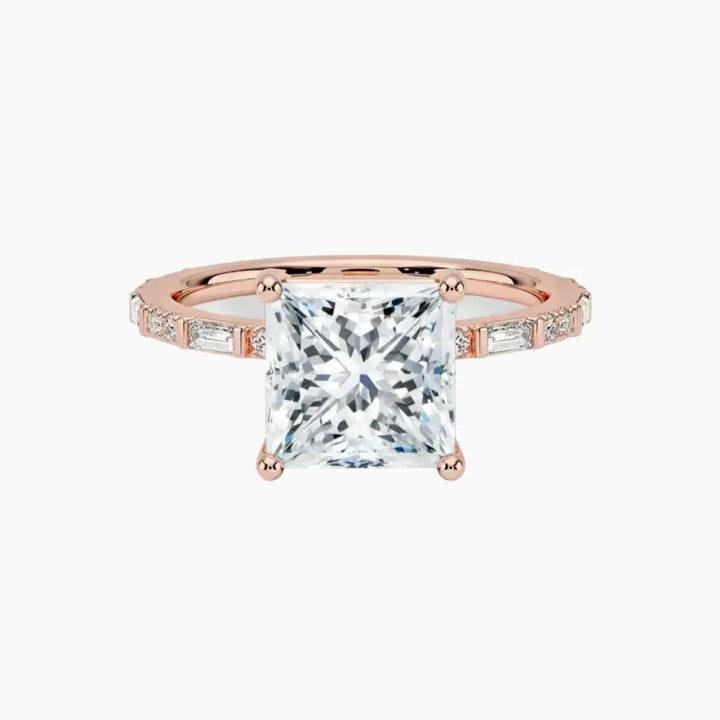 Evelina Princess Designer 1.5 Carat Lab Grown Diamond Engagement Ring in 14K Rose Gold