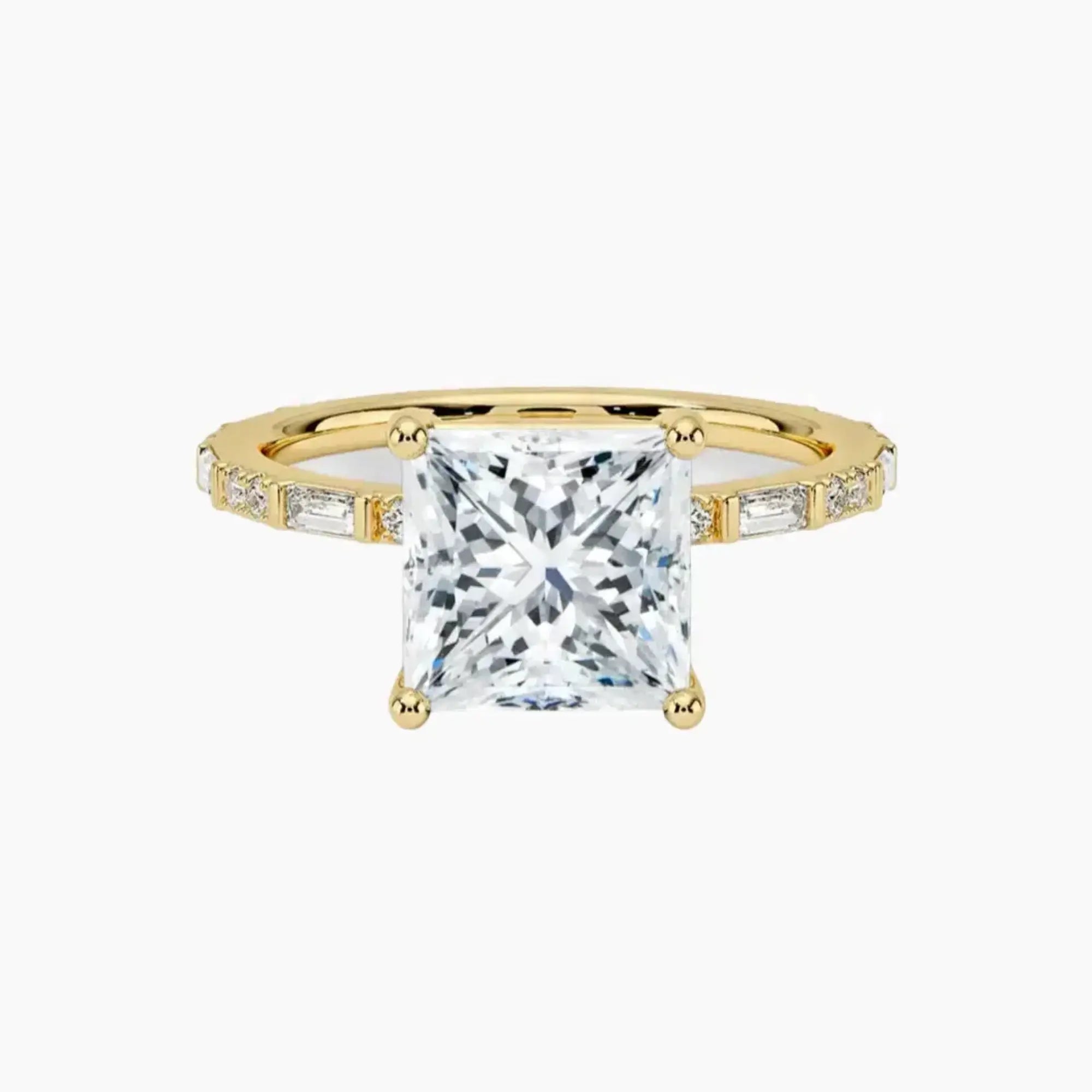 Evelina Princess Designer 1 Carat Lab Grown Diamond Engagement Ring in 18K Yellow Gold