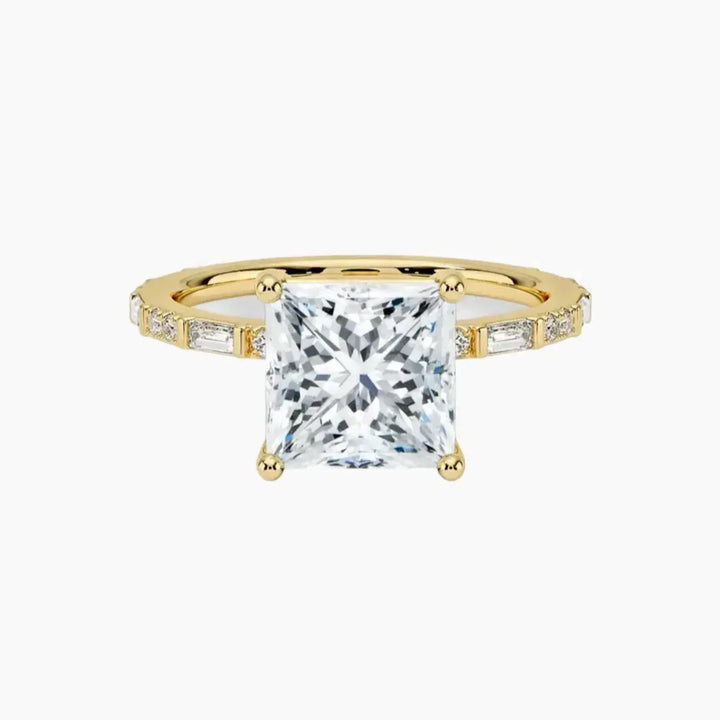 Evelina Princess Designer 1 Carat Lab Grown Diamond Engagement Ring in 18K Yellow Gold