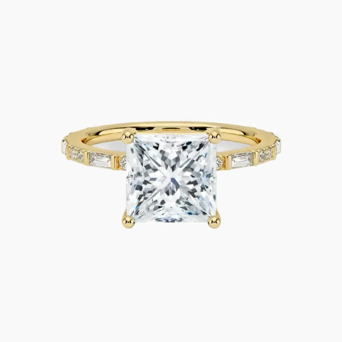 Evelina Princess Designer 2 Carat Lab Grown Diamond Engagement Ring in 14K Yellow Gold