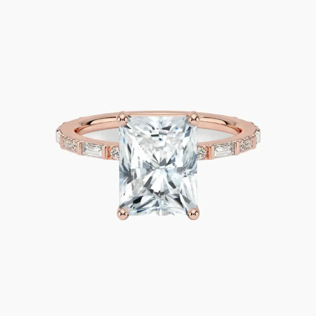 Evelina Radiant Designer Diamond Ring Setting in 14K Yellow Gold