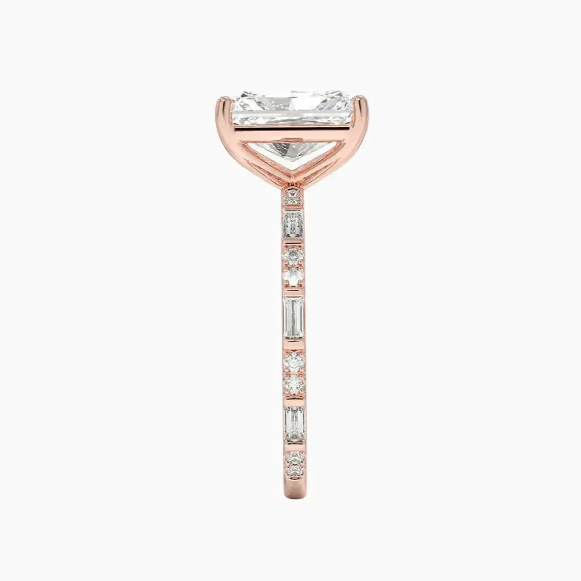 Evelina Radiant Designer 1.5 Carat Lab Grown Diamond Engagement Ring in 18K Yellow Gold