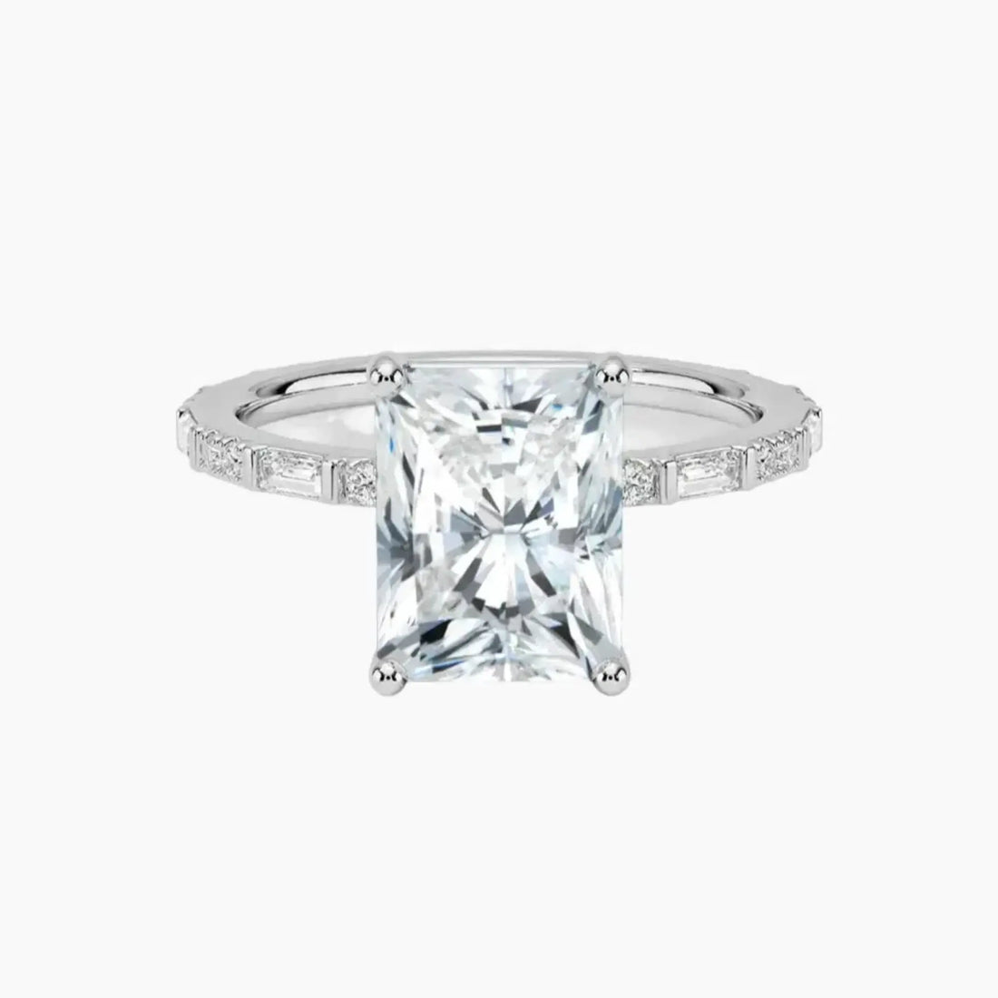 Evelina Radiant Designer Diamond Ring Setting in 18K White Gold