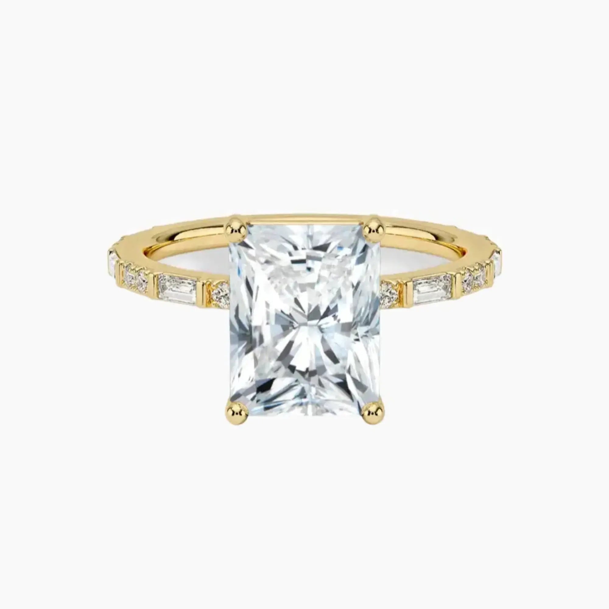 Evelina Radiant Designer 1.5 Carat Lab Grown Diamond Engagement Ring in 14K Yellow Gold