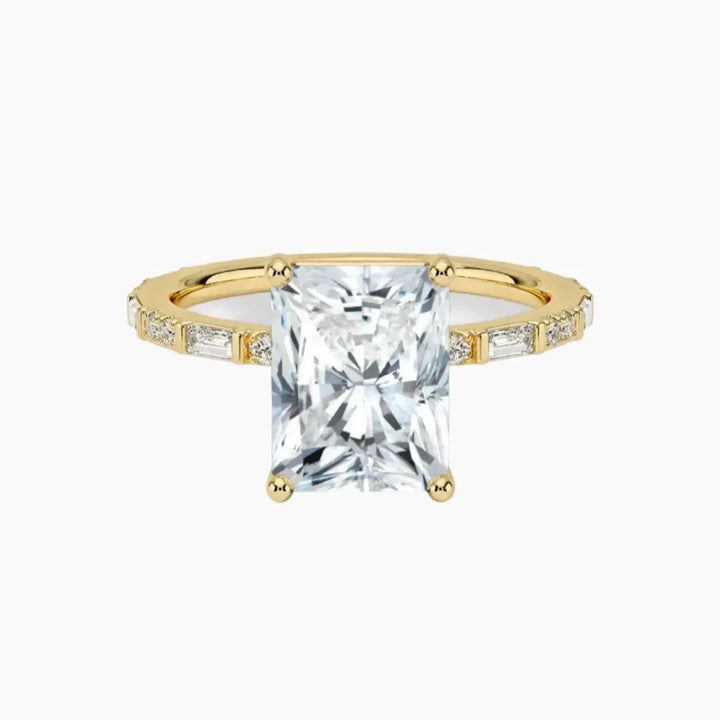 Evelina Radiant Designer 1 Carat Lab Grown Diamond Engagement Ring in 14K Yellow Gold