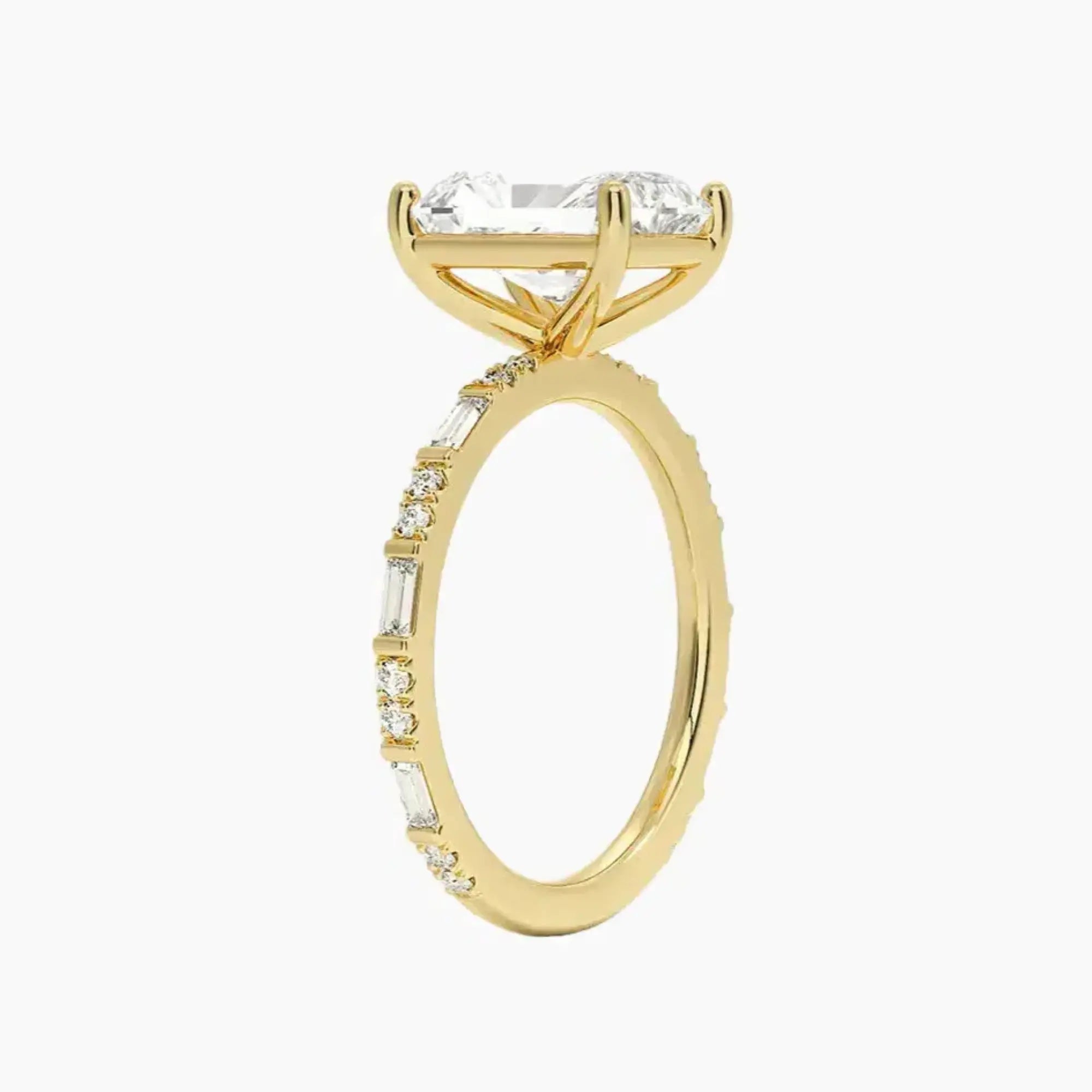 Evelina Radiant Designer 1 Carat Lab Grown Diamond Engagement Ring in 14K White Gold