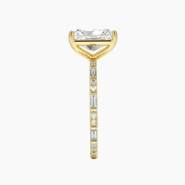 Evelina Radiant Designer 1 Carat Lab Grown Diamond Engagement Ring in 14K Rose Gold