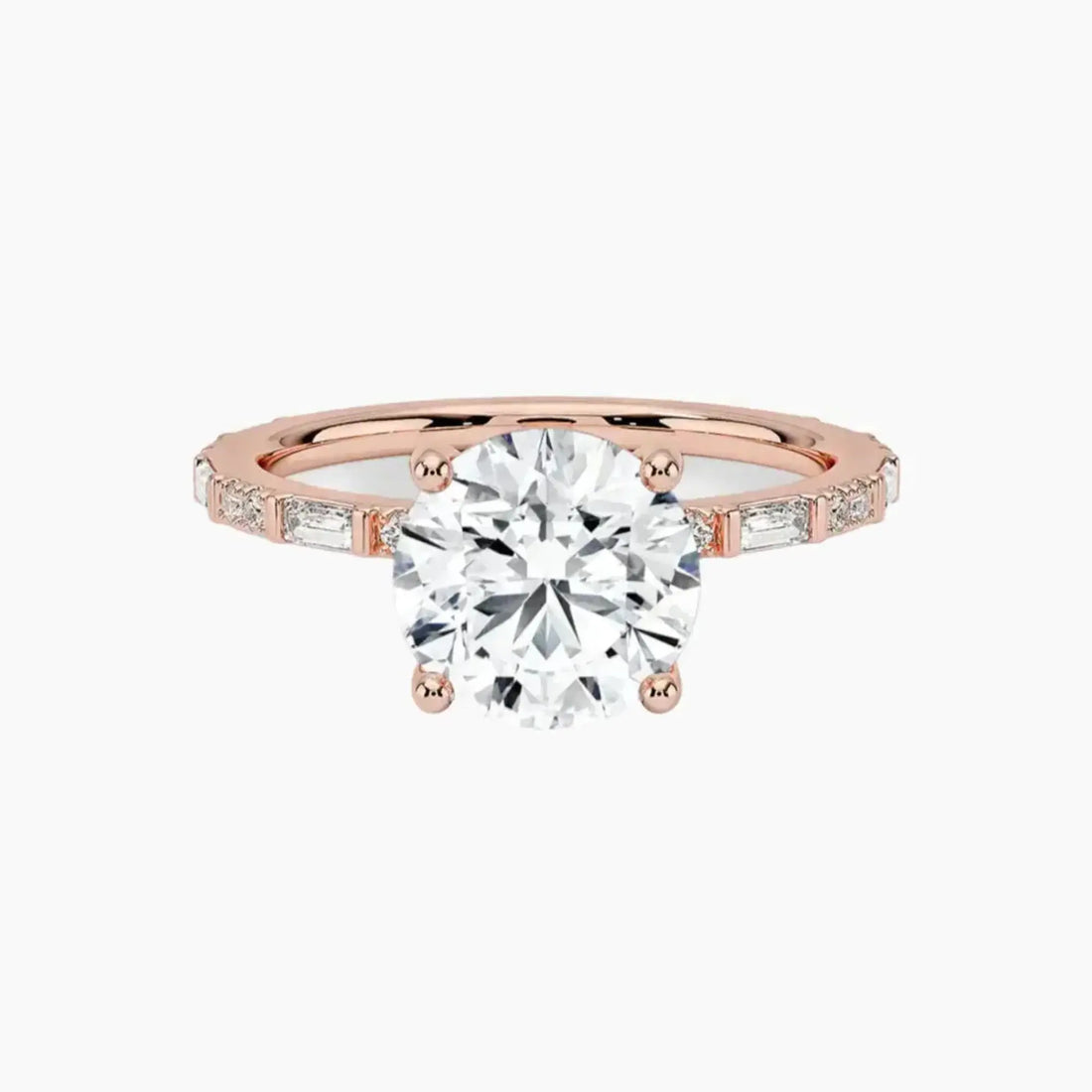 Evelina Round Designer Diamond Ring Setting in 18K Rose Gold