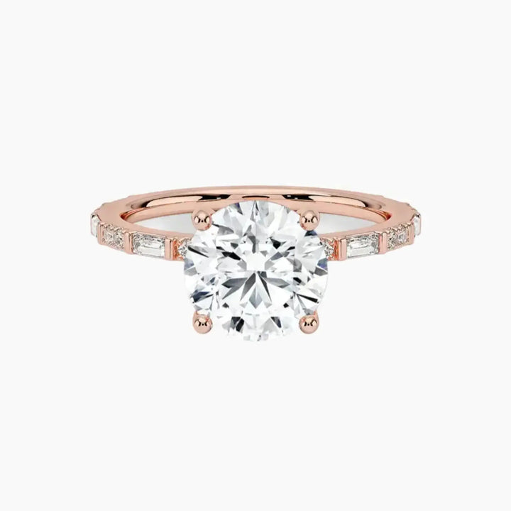 Evelina Round Designer 2 Carat Lab Grown Diamond Engagement Ring in 14K Rose Gold
