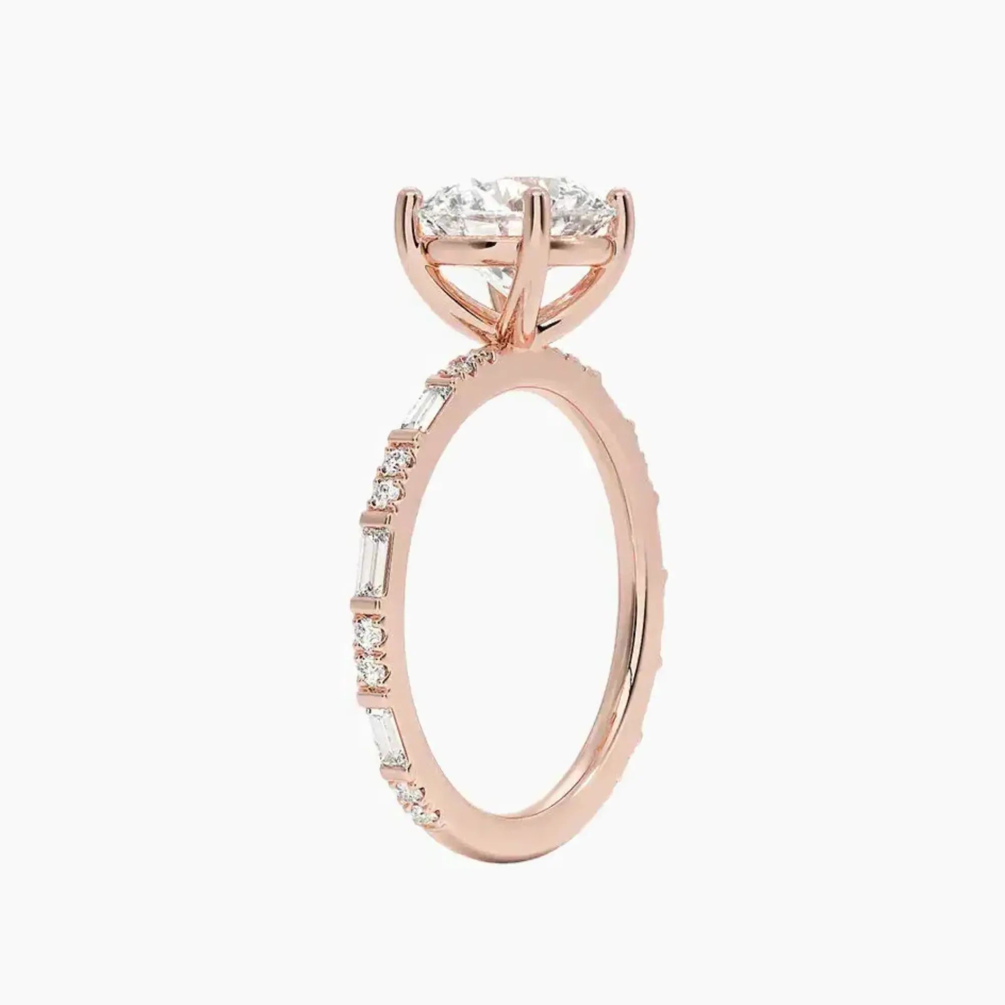 Evelina Round Designer 1.5 Carat Lab Grown Diamond Engagement Ring in 14K Yellow Gold