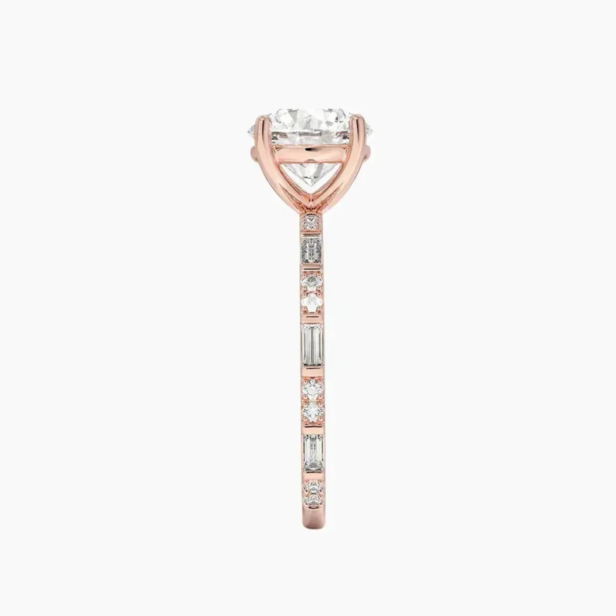 Evelina Round Designer Diamond Ring Setting in 14K Rose Gold