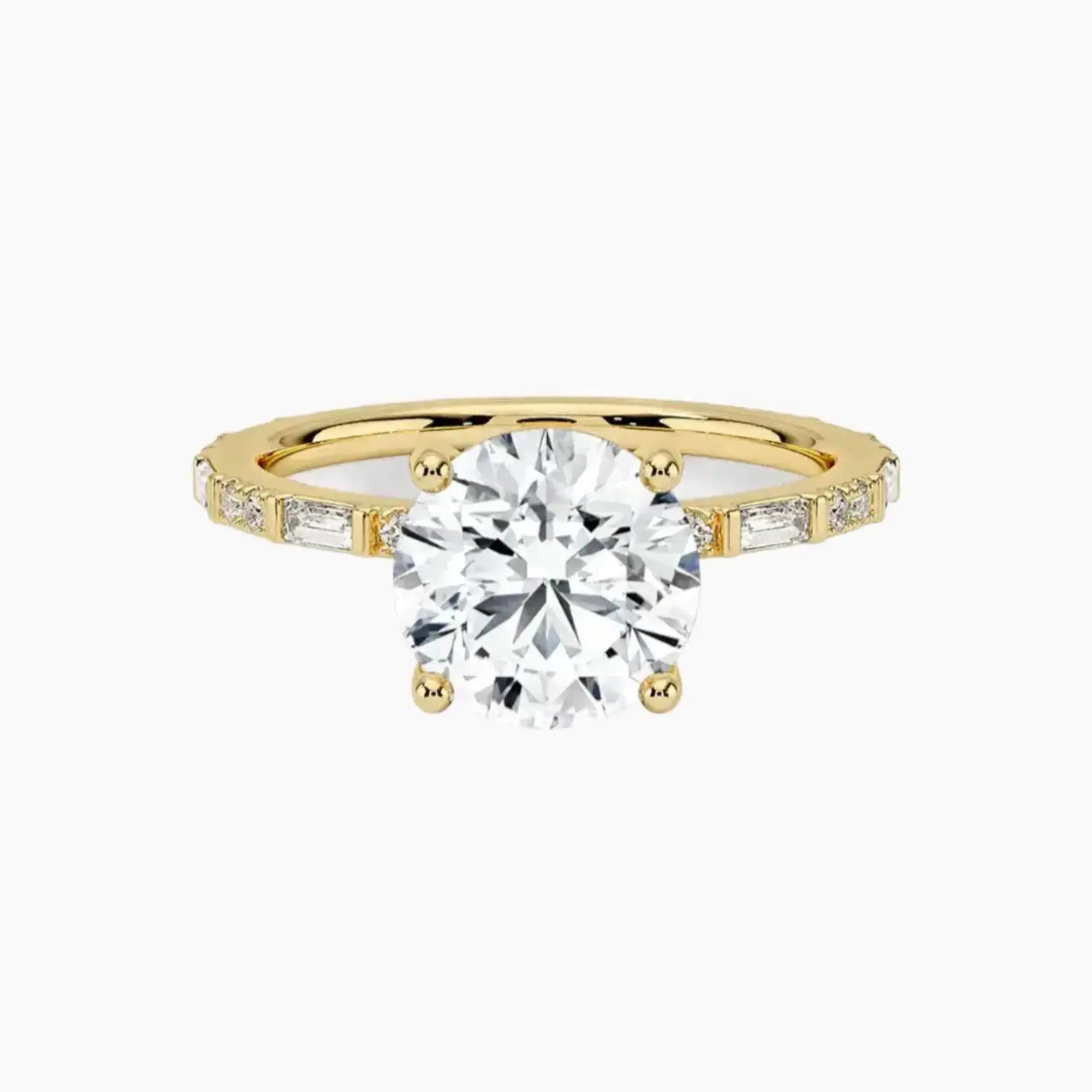 Evelina Round Designer 1.5 Carat Lab Grown Diamond Engagement Ring in 14K Yellow Gold