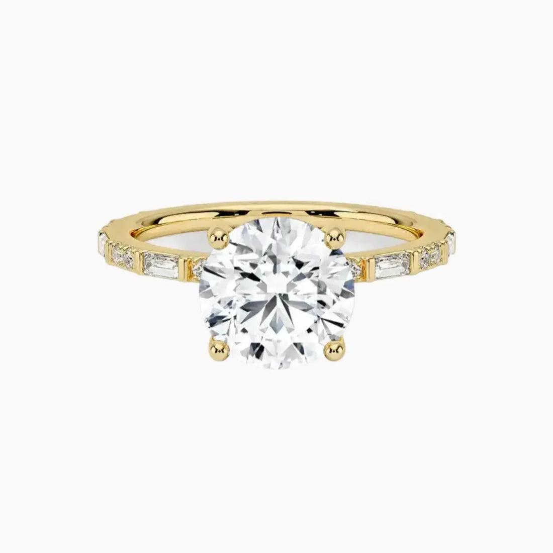 Evelina Round Designer 2.5 Carat Lab Grown Diamond Engagement Ring in 14K White Gold