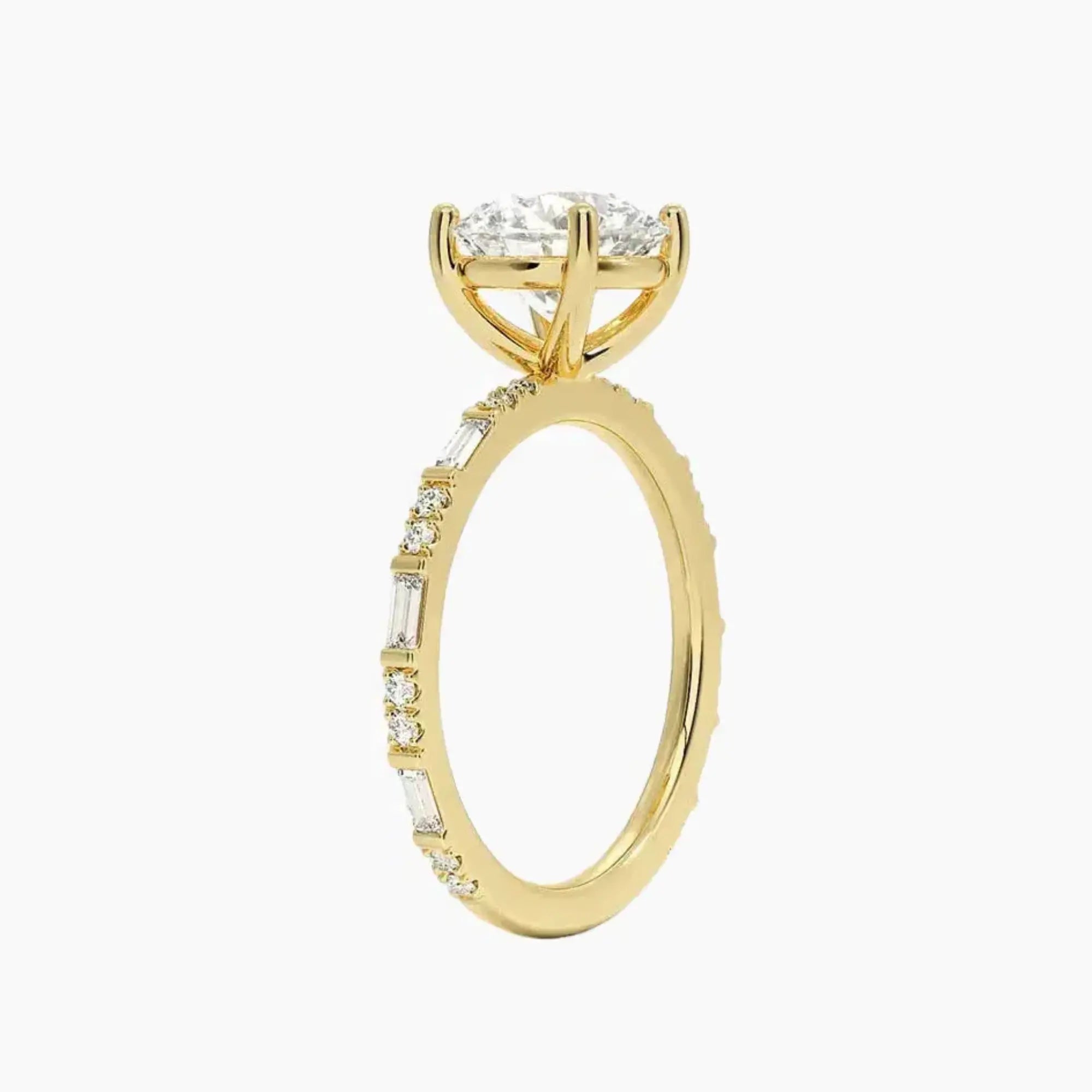 Evelina Round Designer 2 Carat Lab Grown Diamond Engagement Ring in 14K Yellow Gold
