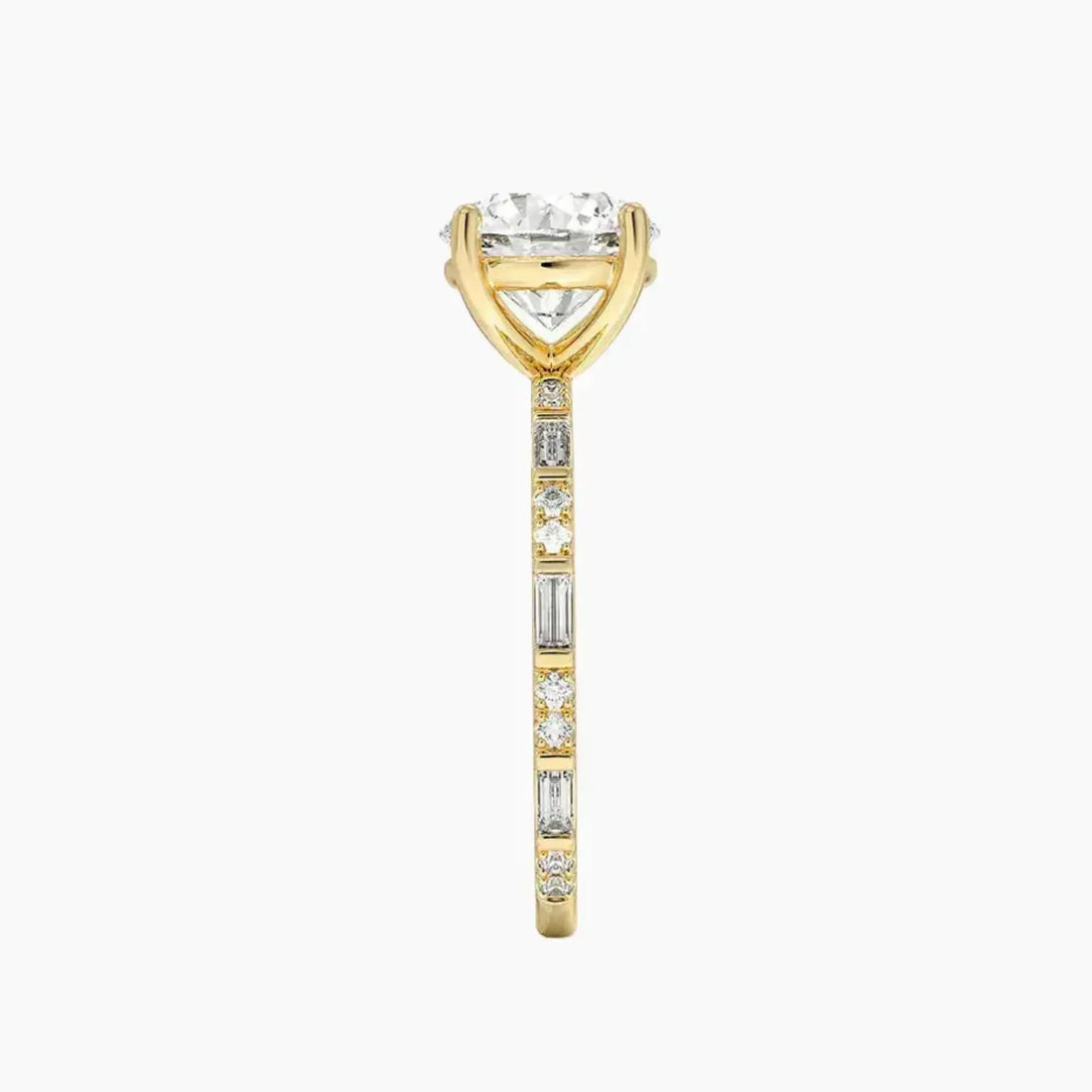Evelina Round Designer Diamond Ring Setting in 14K Yellow Gold