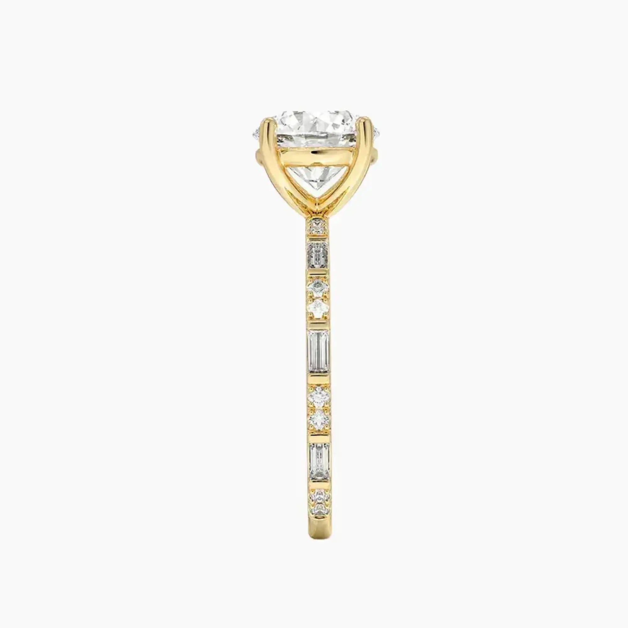 Evelina Round Designer 2.5 Carat Lab Grown Diamond Engagement Ring in 14K White Gold