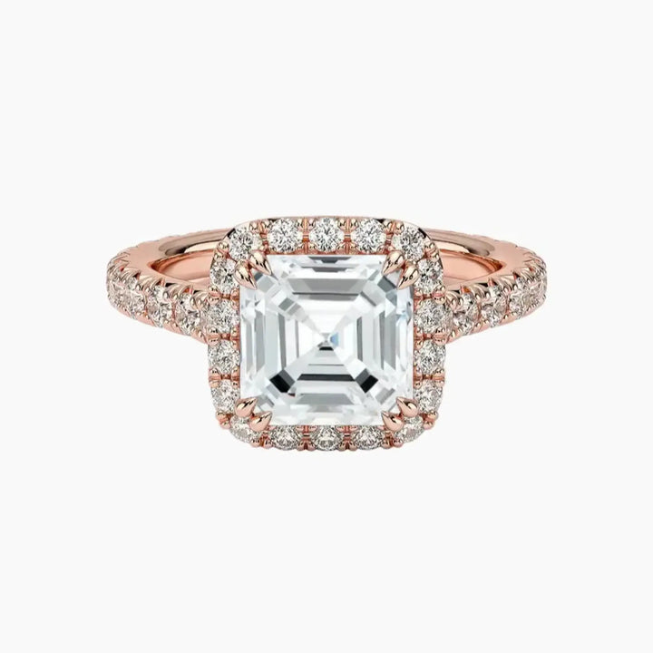 Ophelia Asscher Hidden Halo 2.5 Carat Lab Grown Diamond Engagement Ring in 14K Rose Gold