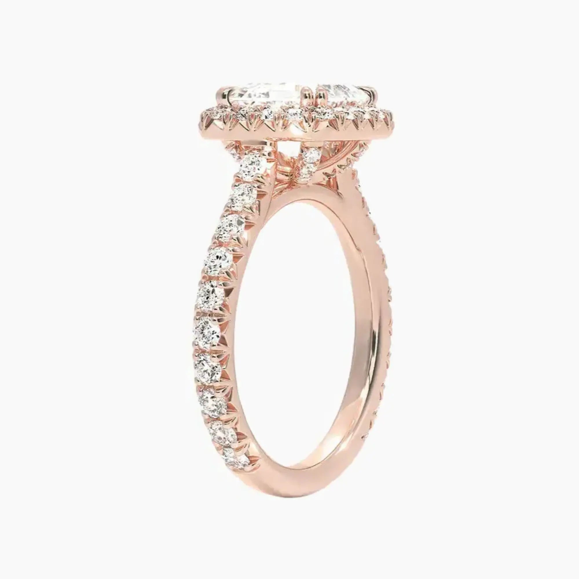 Ophelia Asscher Hidden Halo 1.5 Carat Lab Grown Diamond Engagement Ring in 18K Rose Gold