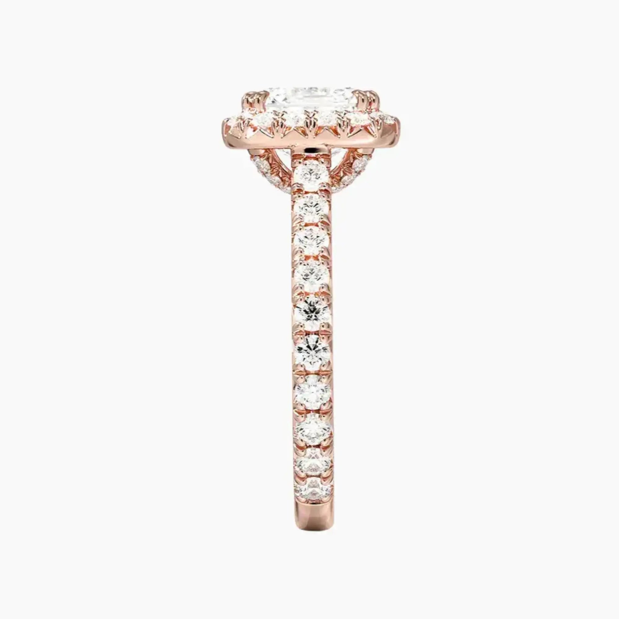 Ophelia Asscher Hidden Halo 2 Carat Lab Grown Diamond Engagement Ring in 14K Rose Gold