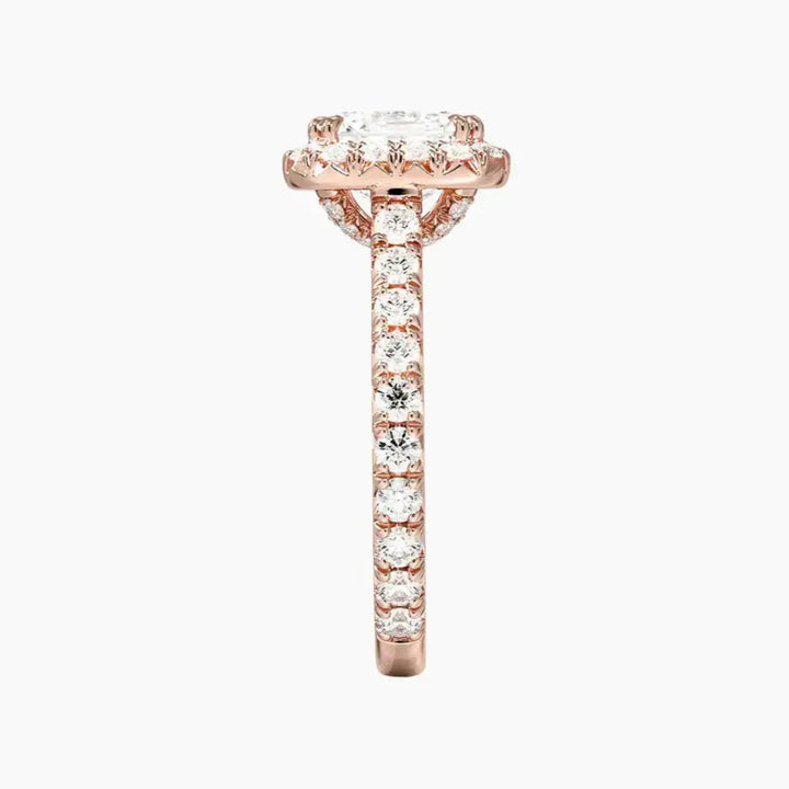Ophelia Asscher Hidden Halo 2.5 Carat Lab Grown Diamond Engagement Ring in 14K White Gold